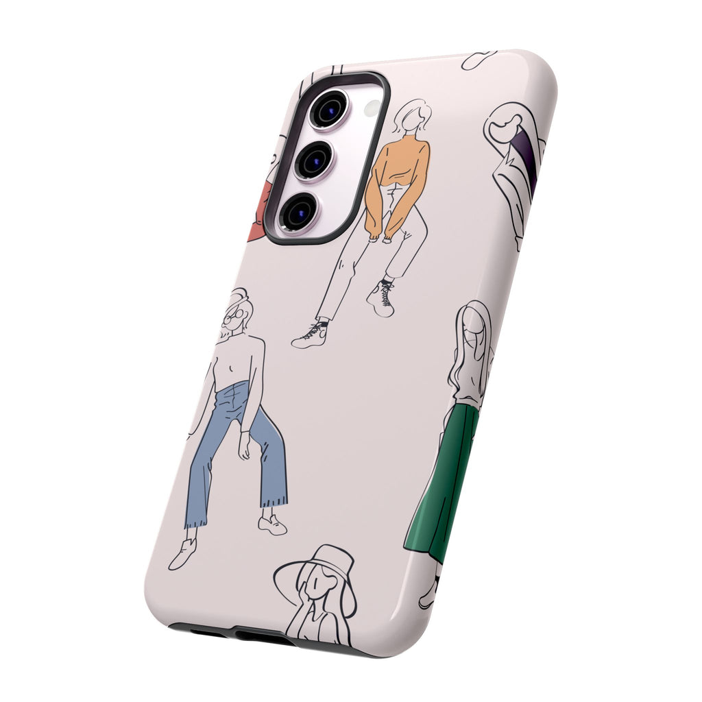 Dancing Women Pattern Phone Case — Chic Pastel Protective Phone Cover