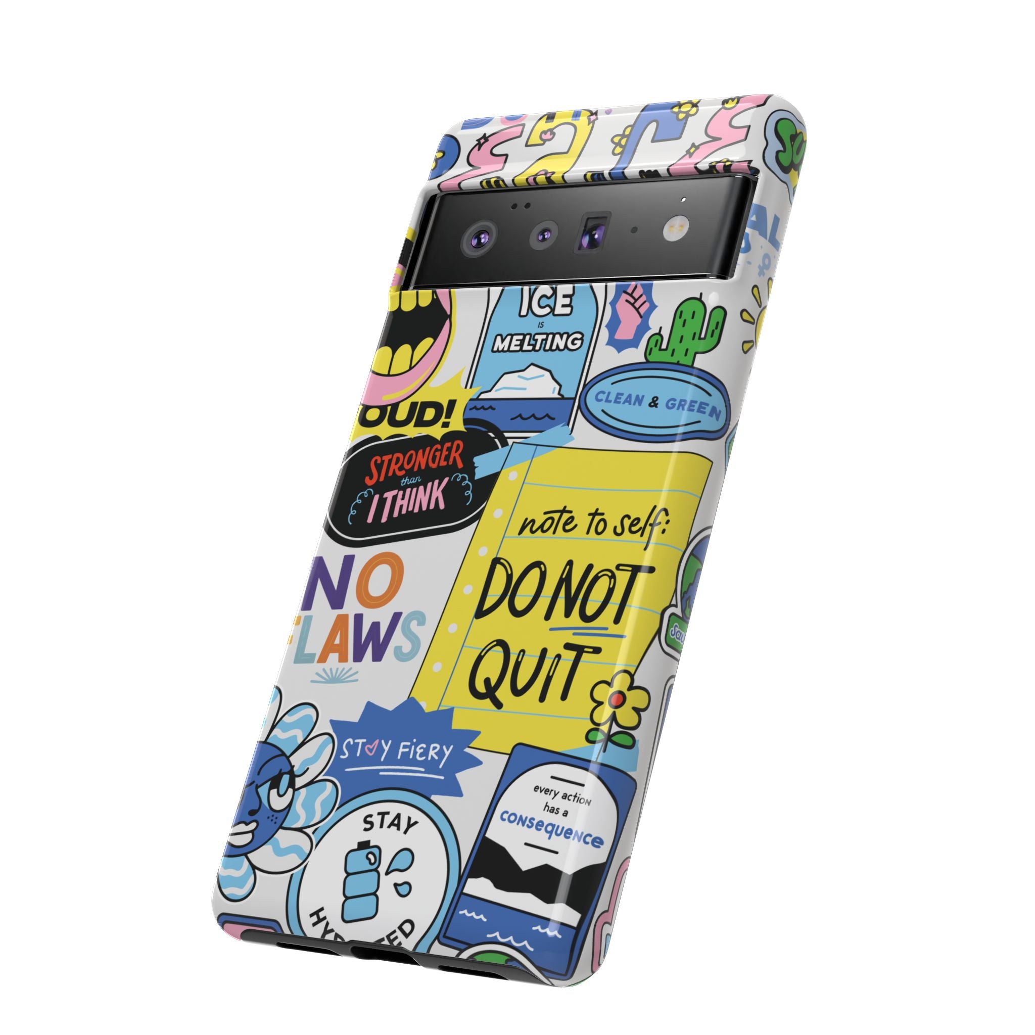 Sticker Collage Phone Case — Motivational "Do Not Quit" Protective Cover