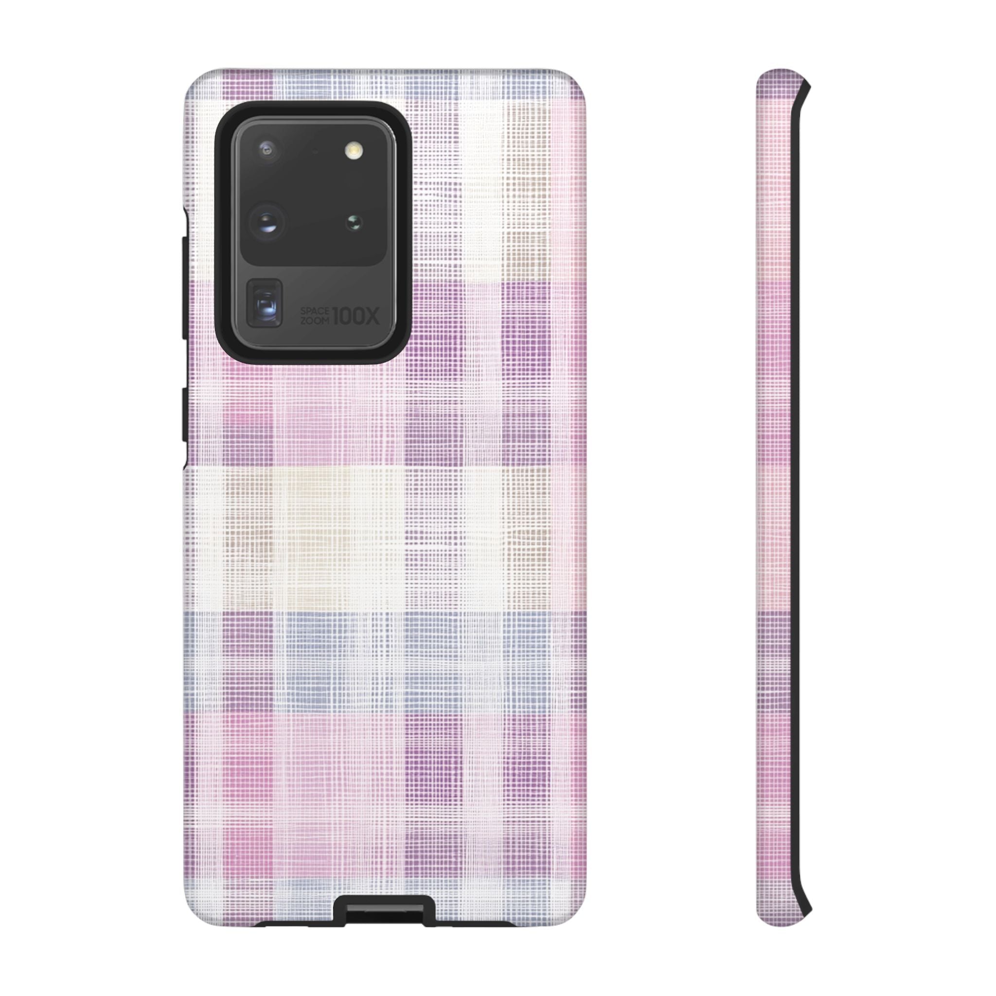 Pink Plaid Phone Case, Trendy Accessories, Birthday, Everyday Use, Tough Cases