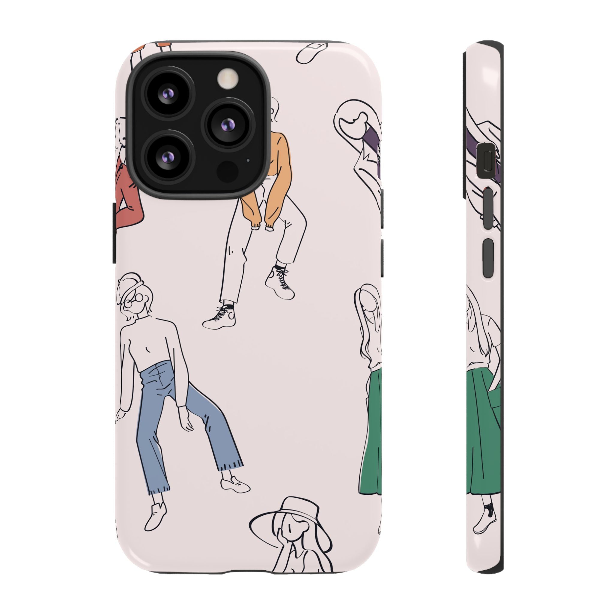 Dancing Women Pattern Phone Case — Chic Pastel Protective Phone Cover