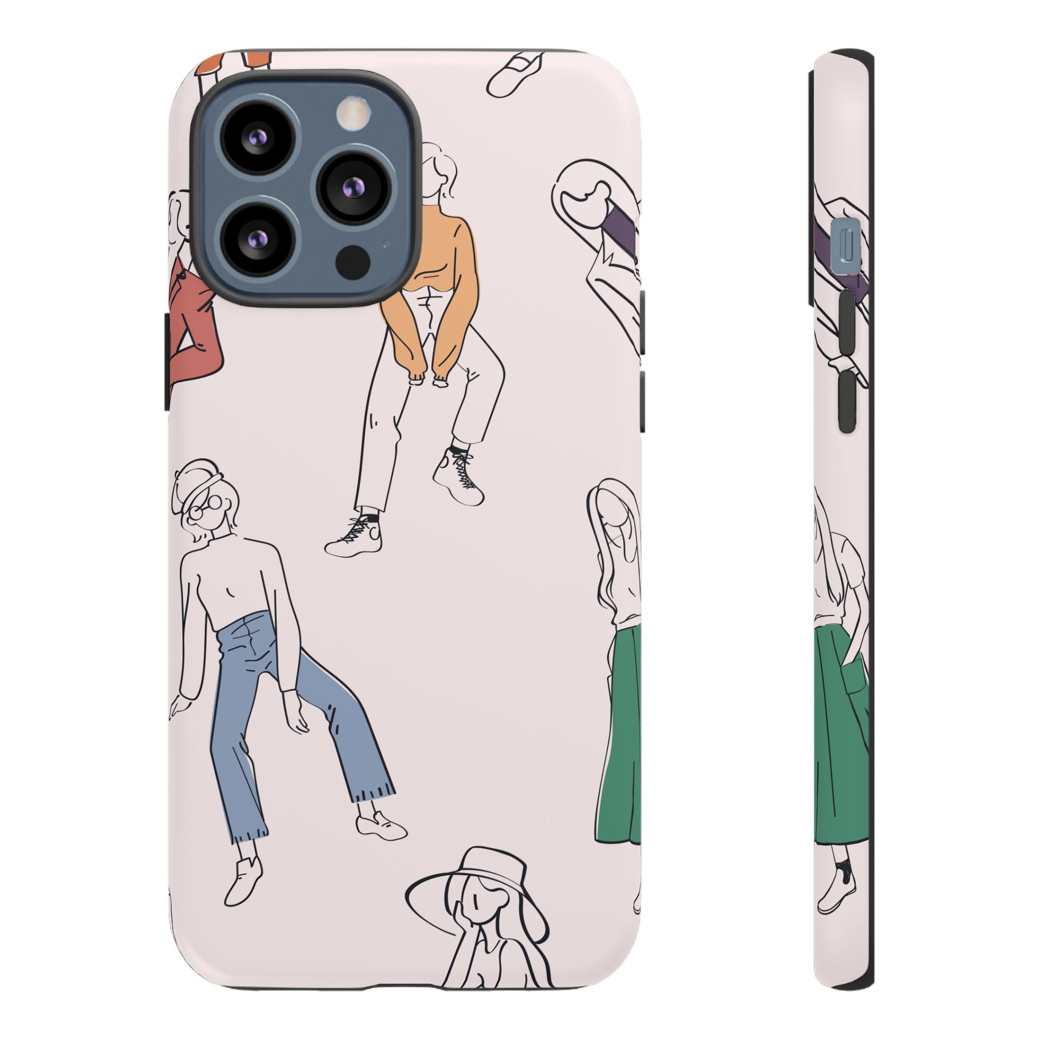 Dancing Women Pattern Phone Case — Chic Pastel Protective Phone Cover