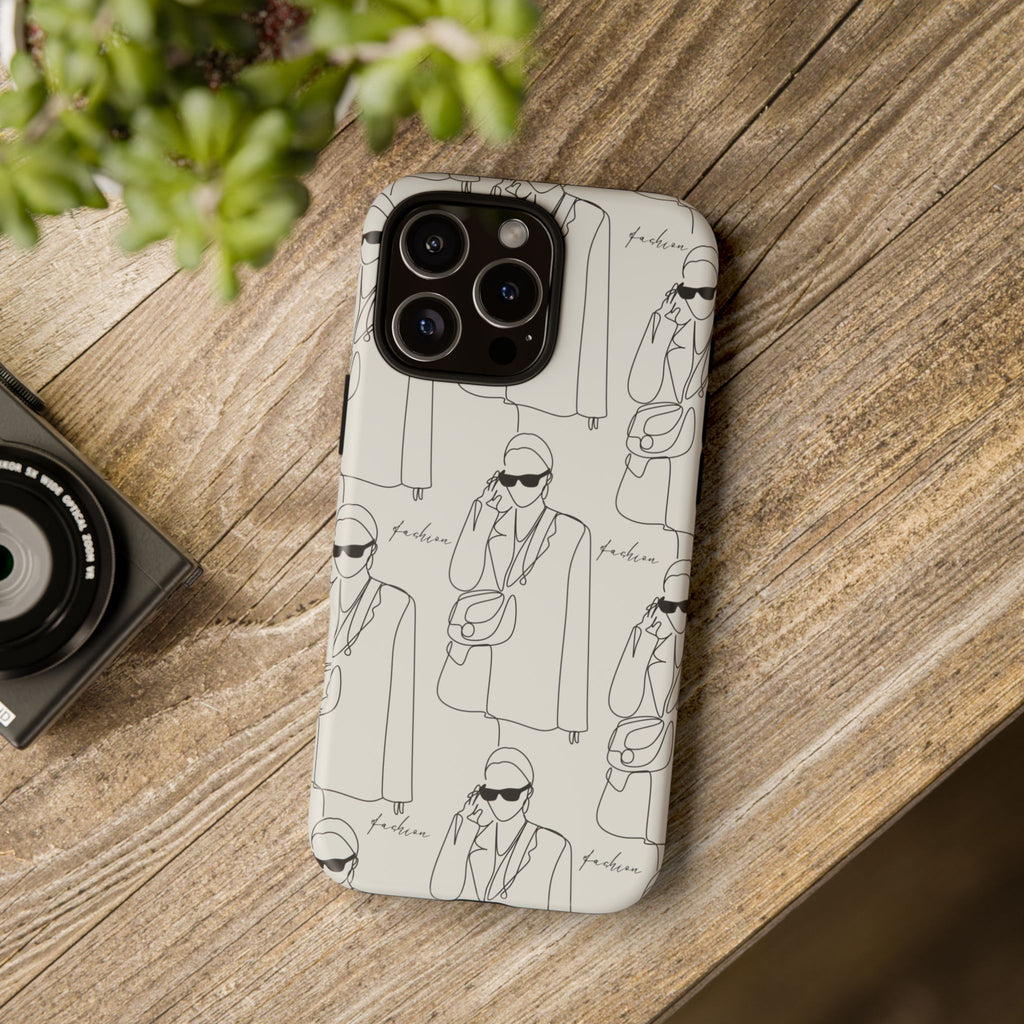 Fashion Sketch Phone Case — Minimalist Chic Designer Pattern