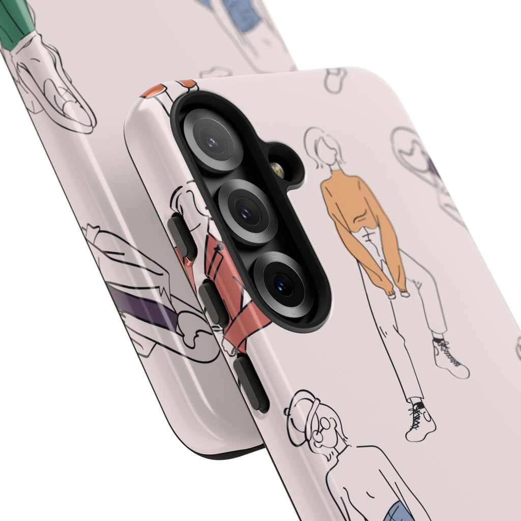 Dancing Women Pattern Phone Case — Chic Pastel Protective Phone Cover
