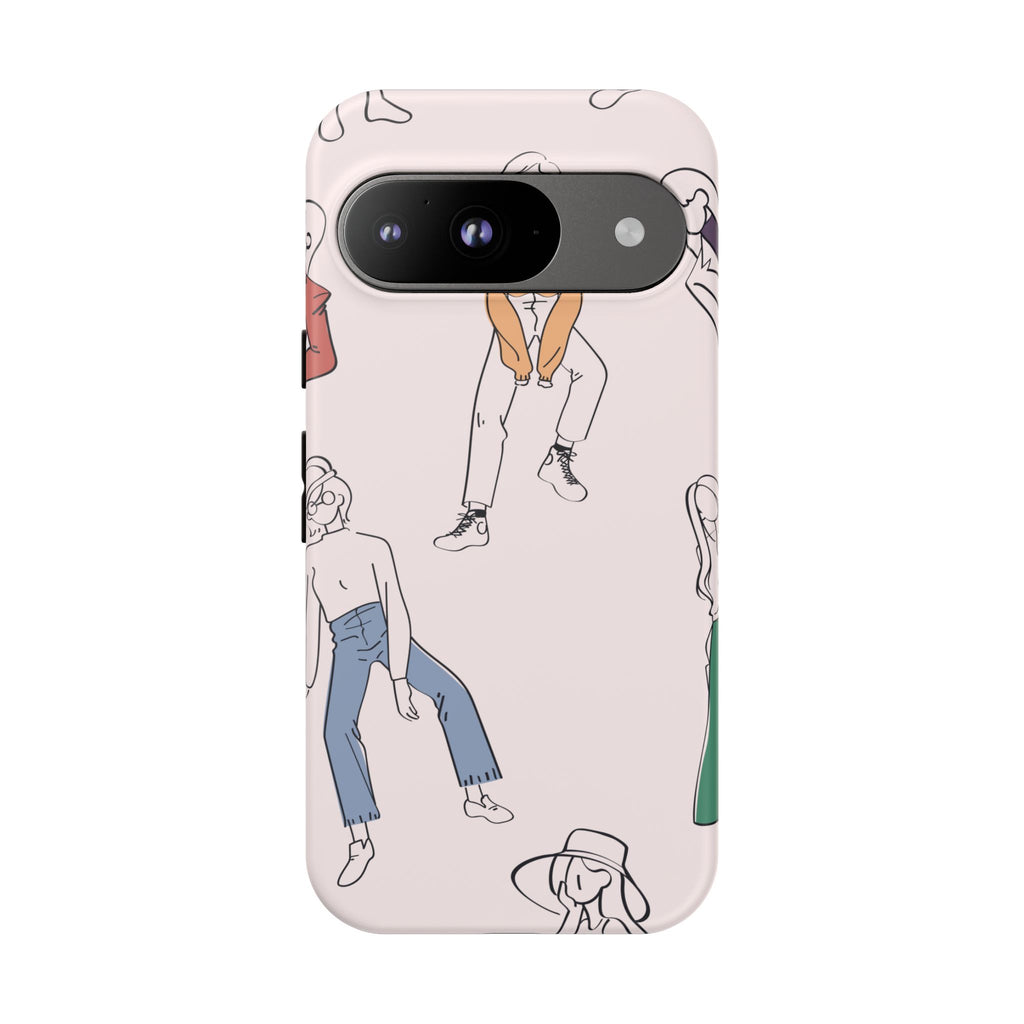 Dancing Women Pattern Phone Case — Chic Pastel Protective Phone Cover