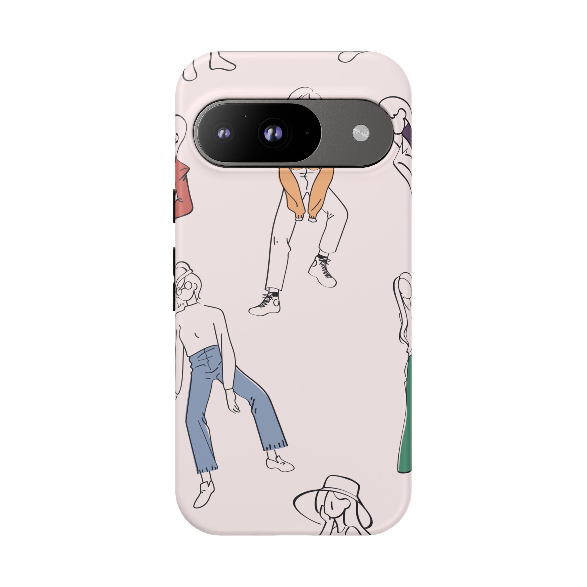 Dancing Women Pattern Phone Case — Chic Pastel Protective Phone Cover