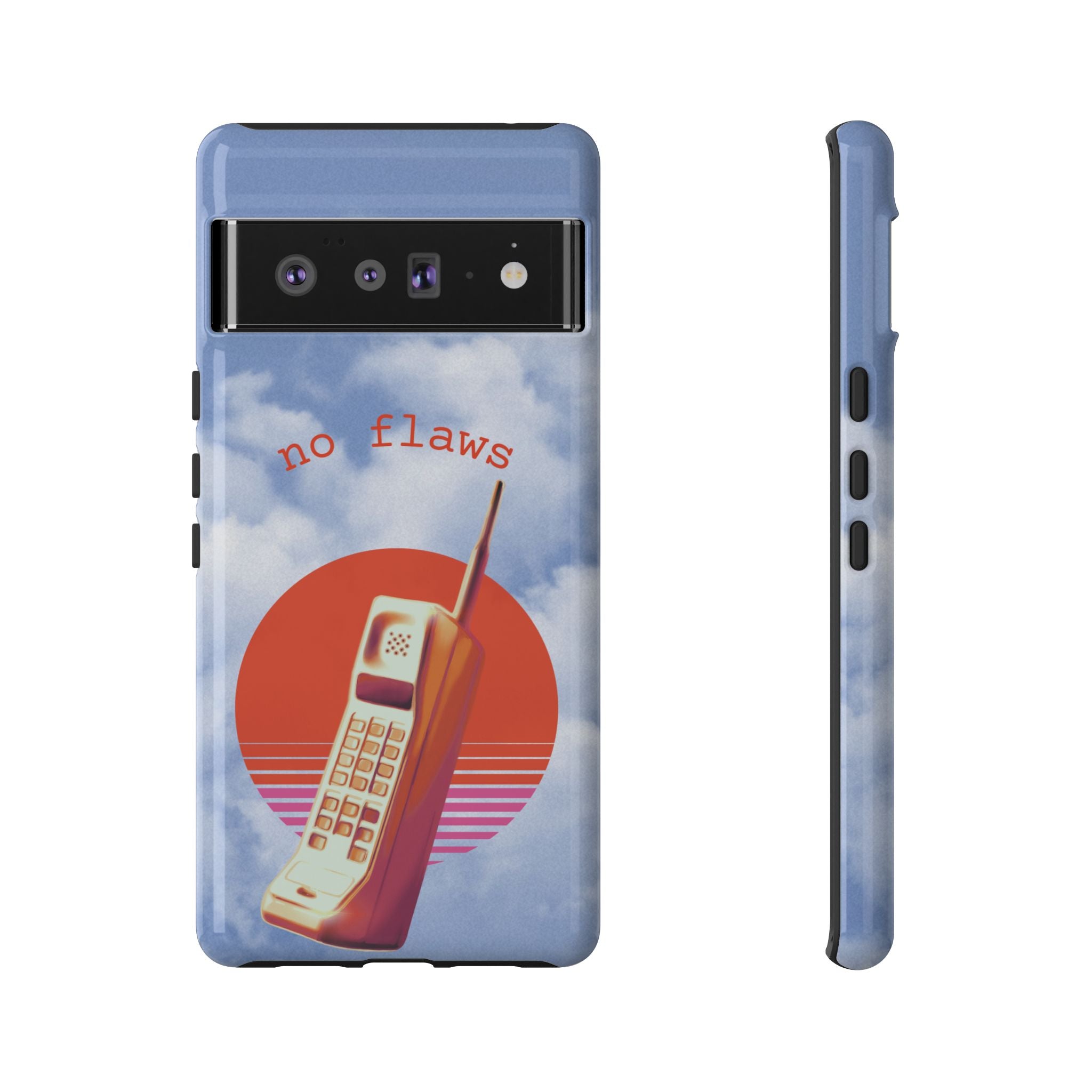 Retro “No Flaws” Phone Tough Case — Vintage 90s Aesthetic Protective Phone Case