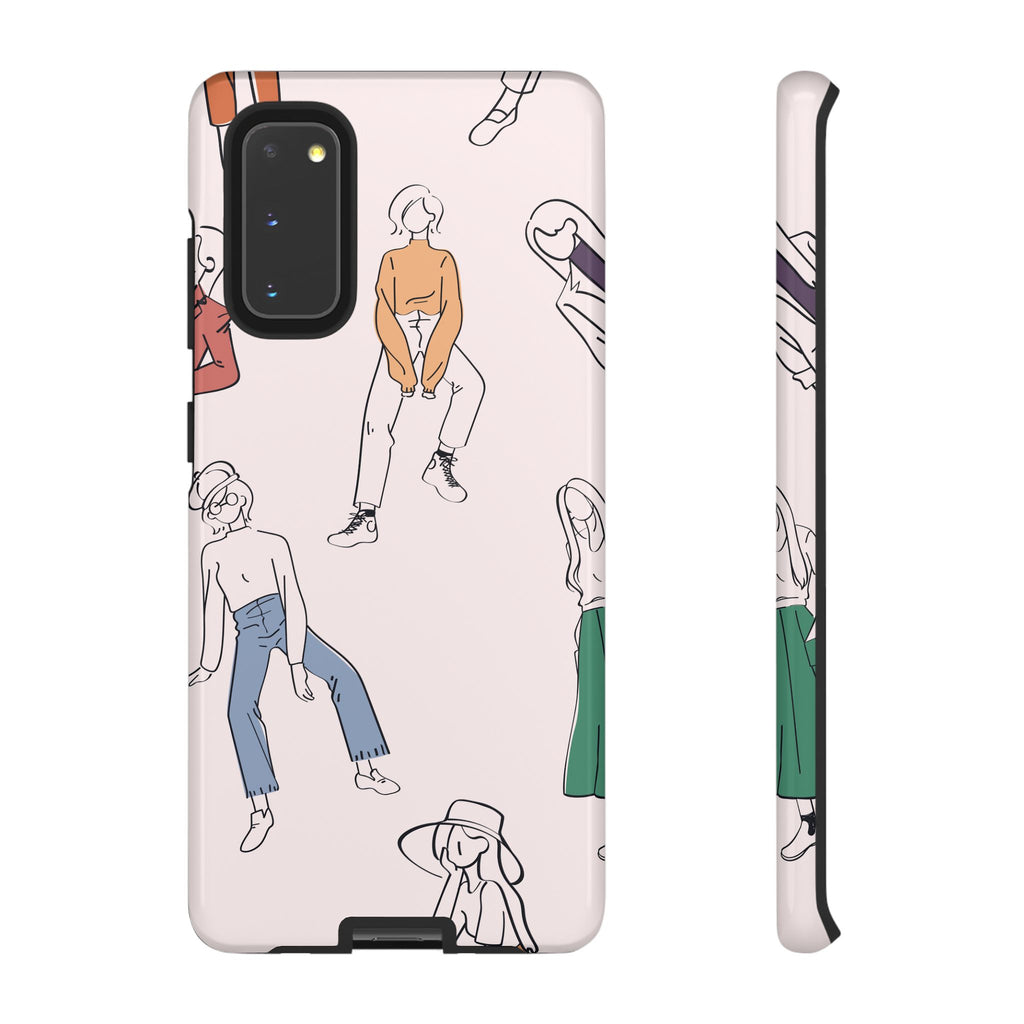 Dancing Women Pattern Phone Case — Chic Pastel Protective Phone Cover