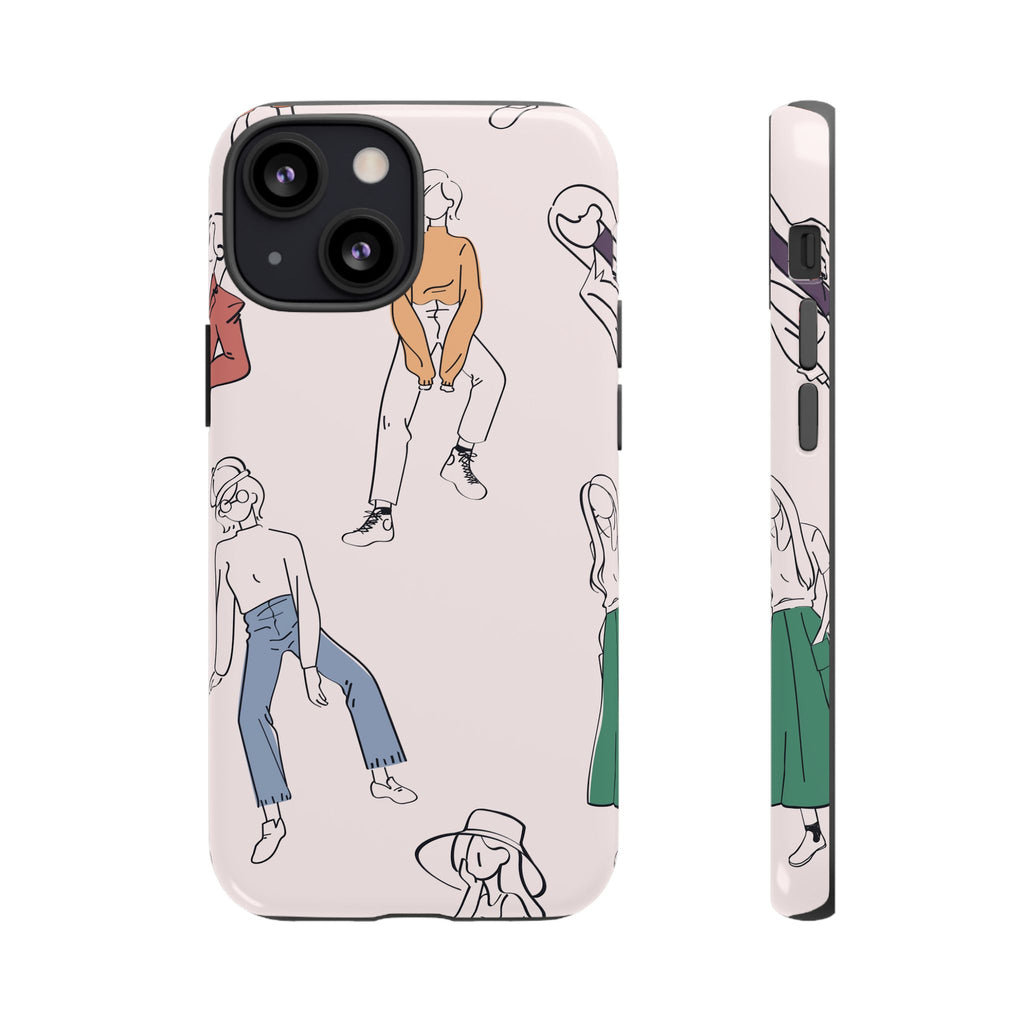 Dancing Women Pattern Phone Case — Chic Pastel Protective Phone Cover