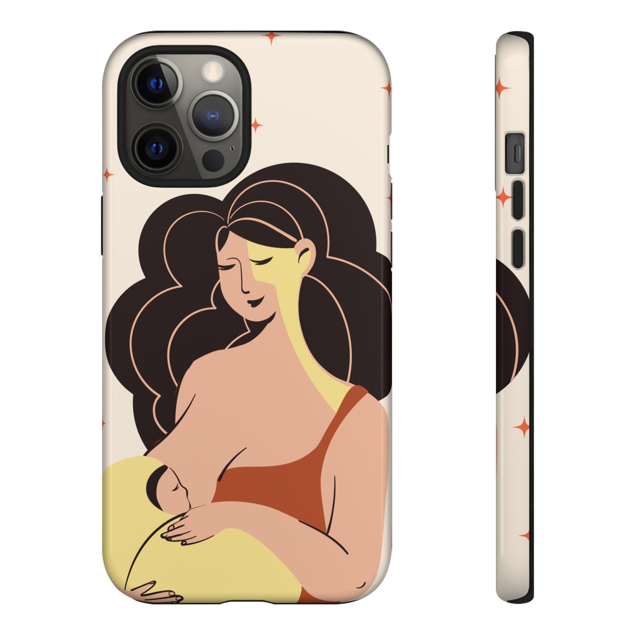Mother Nursing Baby Illustration, Soft Pastel Mom & Child Protective Cover