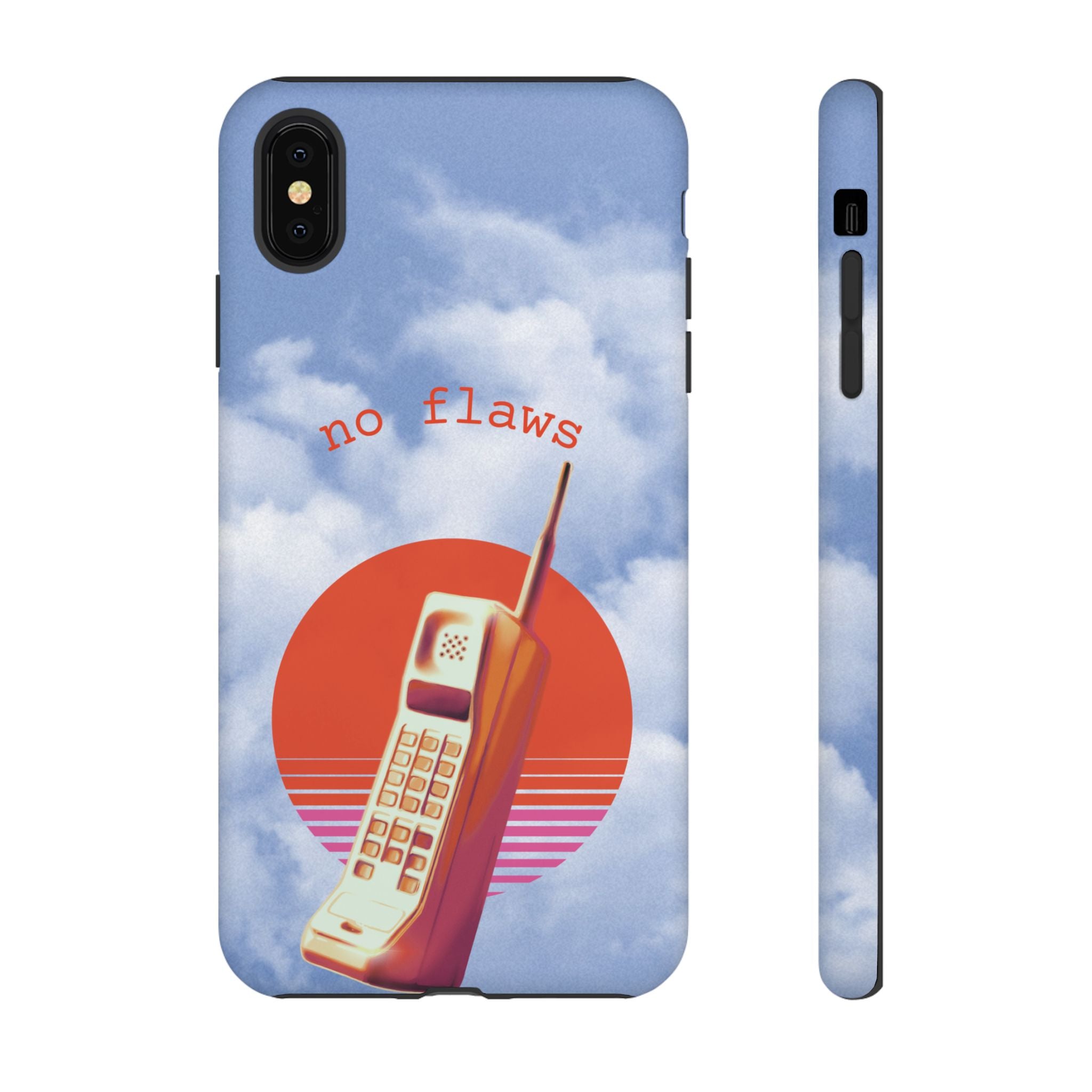 Retro “No Flaws” Phone Tough Case — Vintage 90s Aesthetic Protective Phone Case
