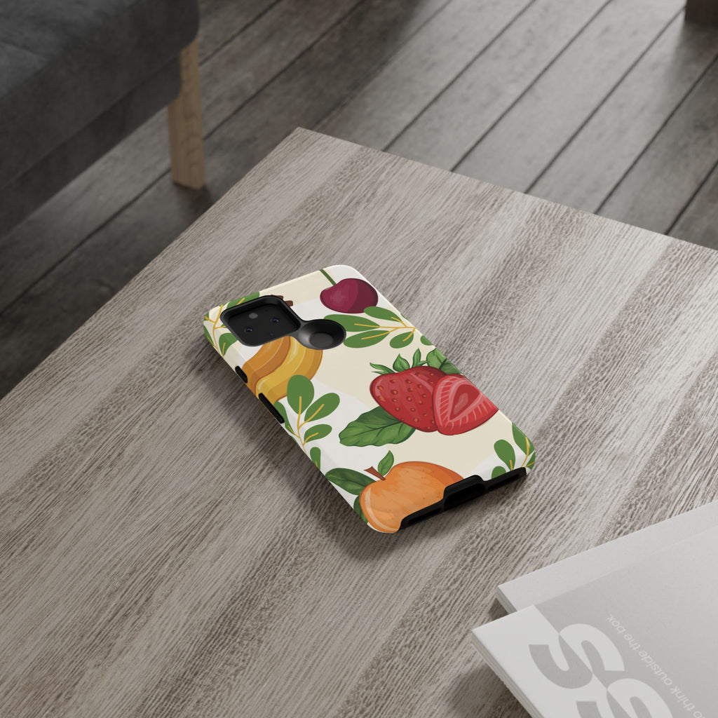 Fruit Pattern Tough Case — Floral Strawberry & Banana Phone Cover