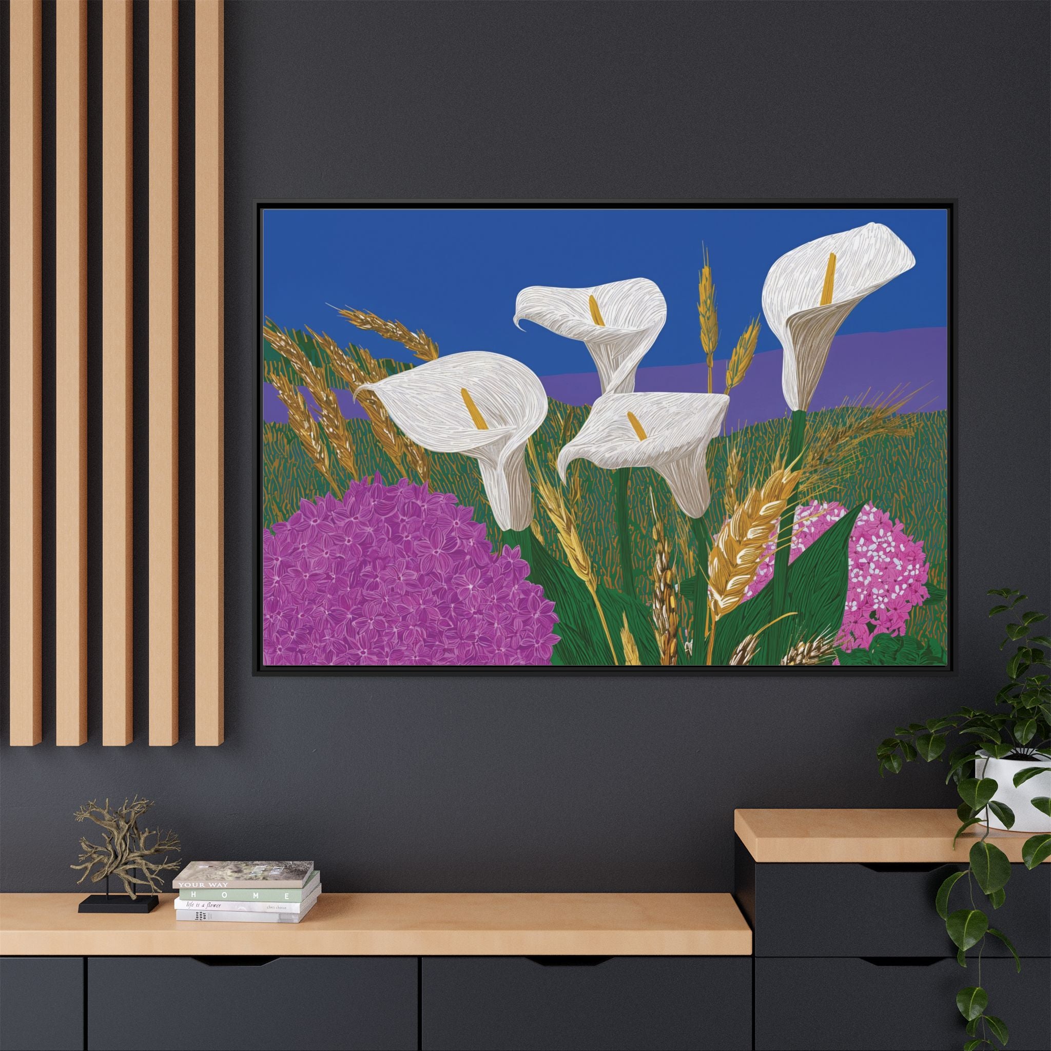Framed Calla Lily Canvas Print — Matte Floral Wall Art