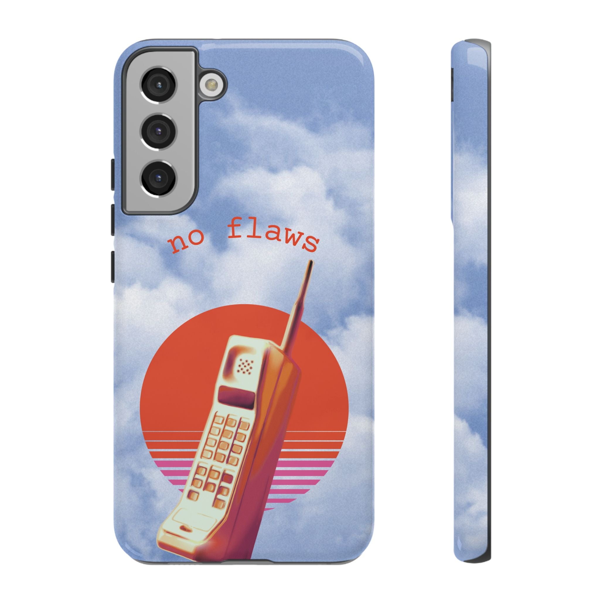 Retro “No Flaws” Phone Tough Case — Vintage 90s Aesthetic Protective Phone Case
