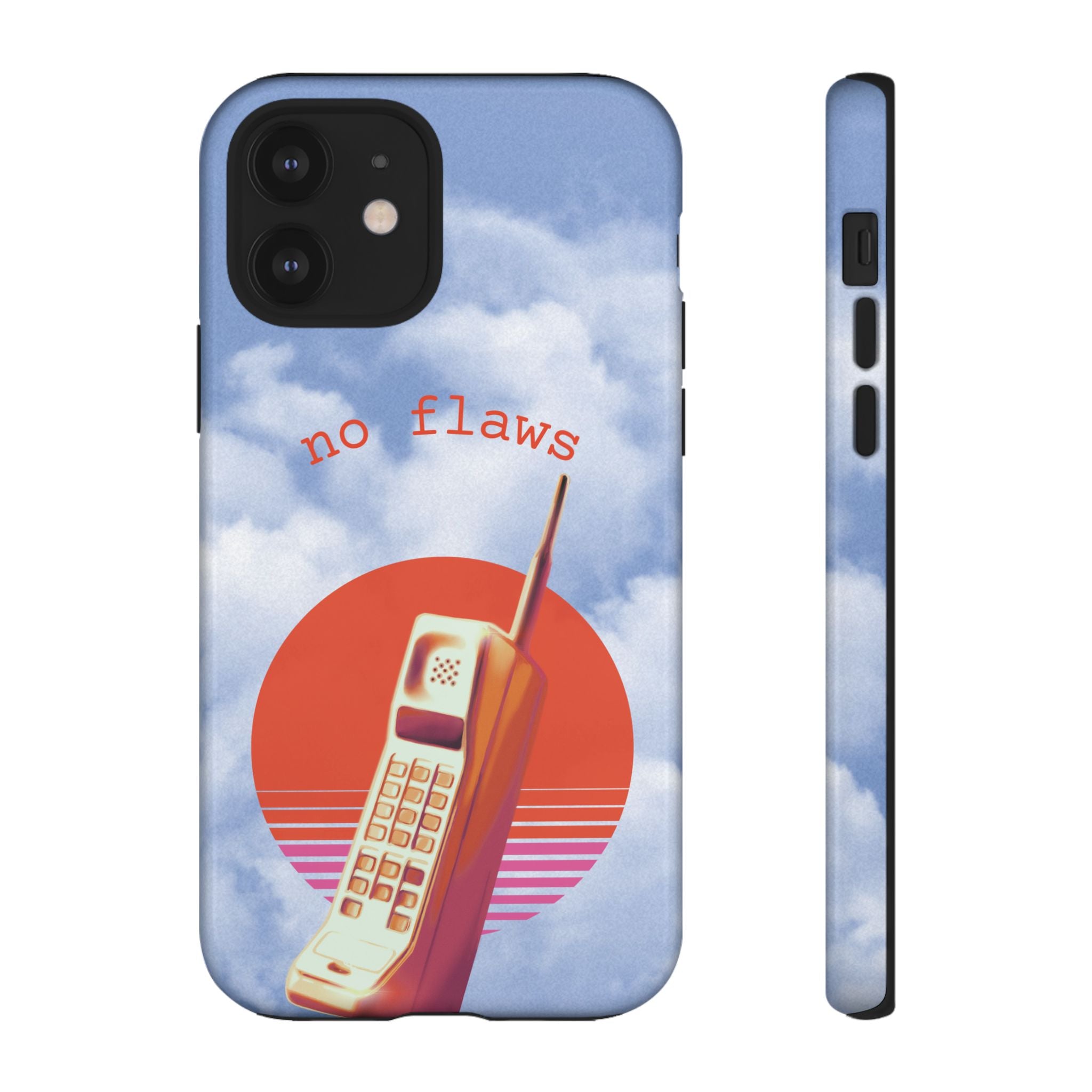 Retro “No Flaws” Phone Tough Case — Vintage 90s Aesthetic Protective Phone Case