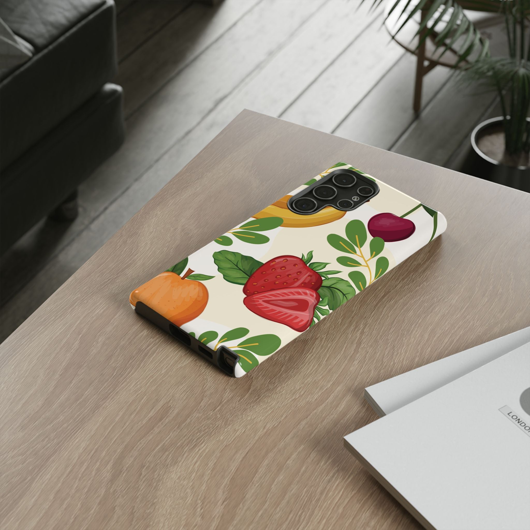 Fruit Pattern Tough Case — Floral Strawberry & Banana Phone Cover