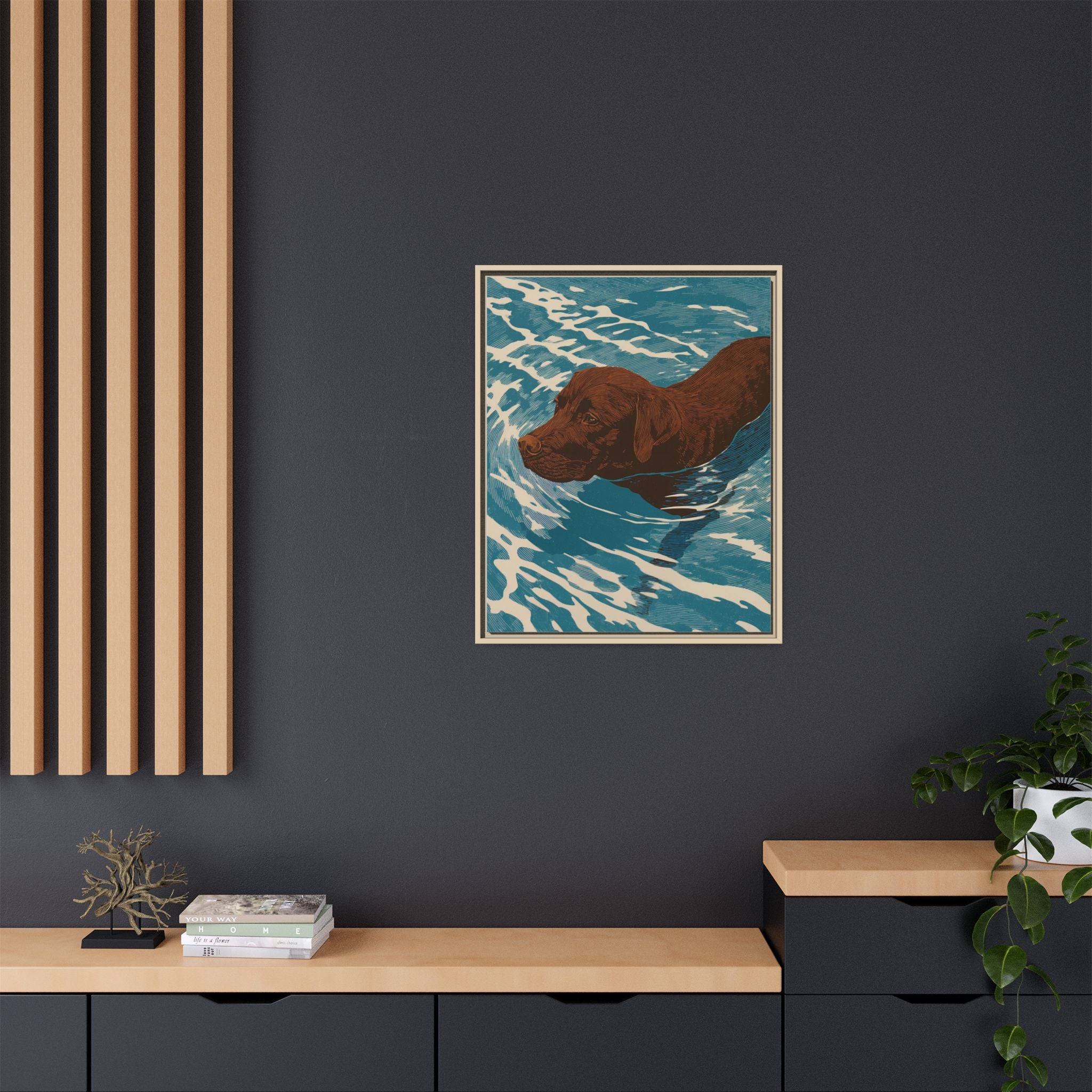Swimming Chocolate Lab