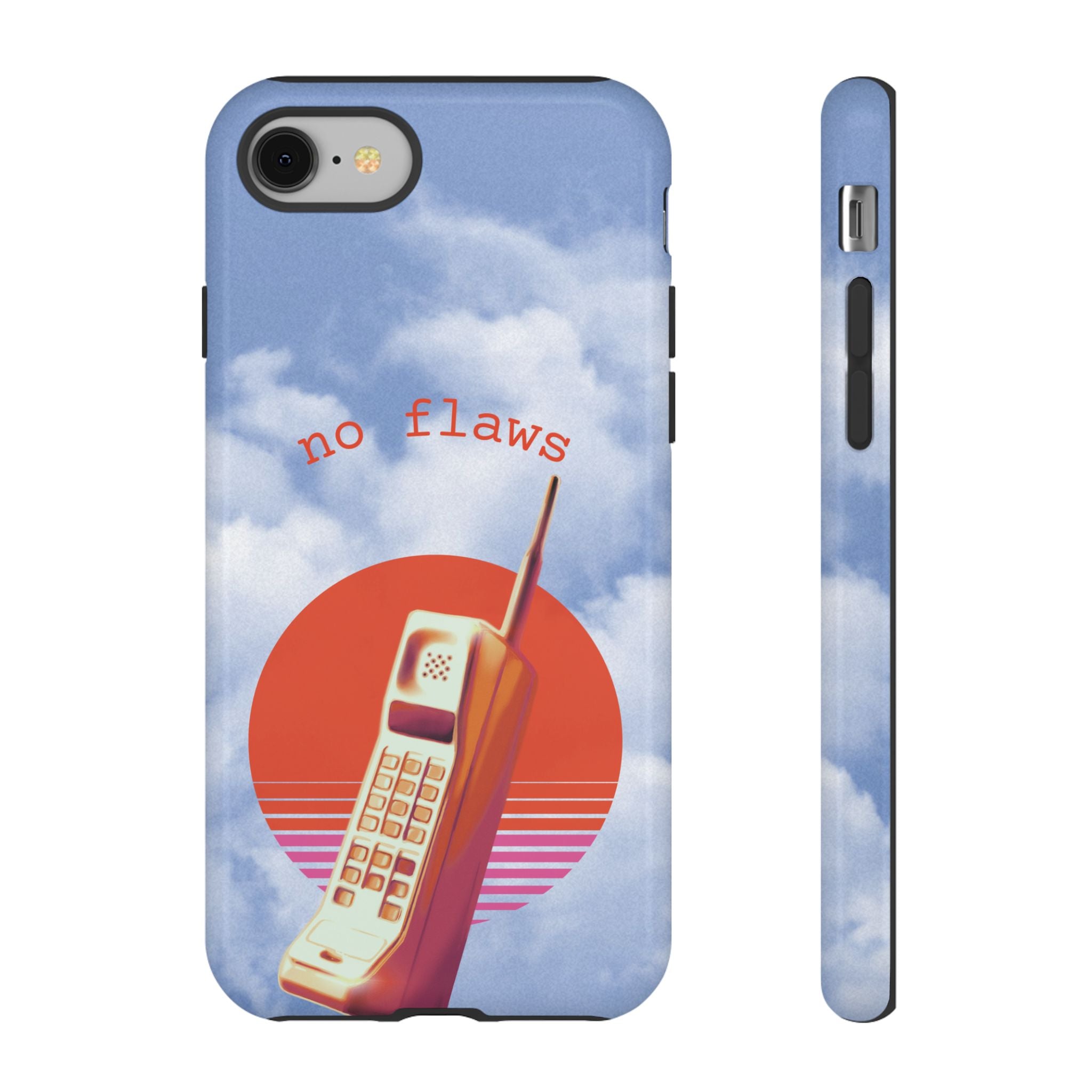 Retro “No Flaws” Phone Tough Case — Vintage 90s Aesthetic Protective Phone Case