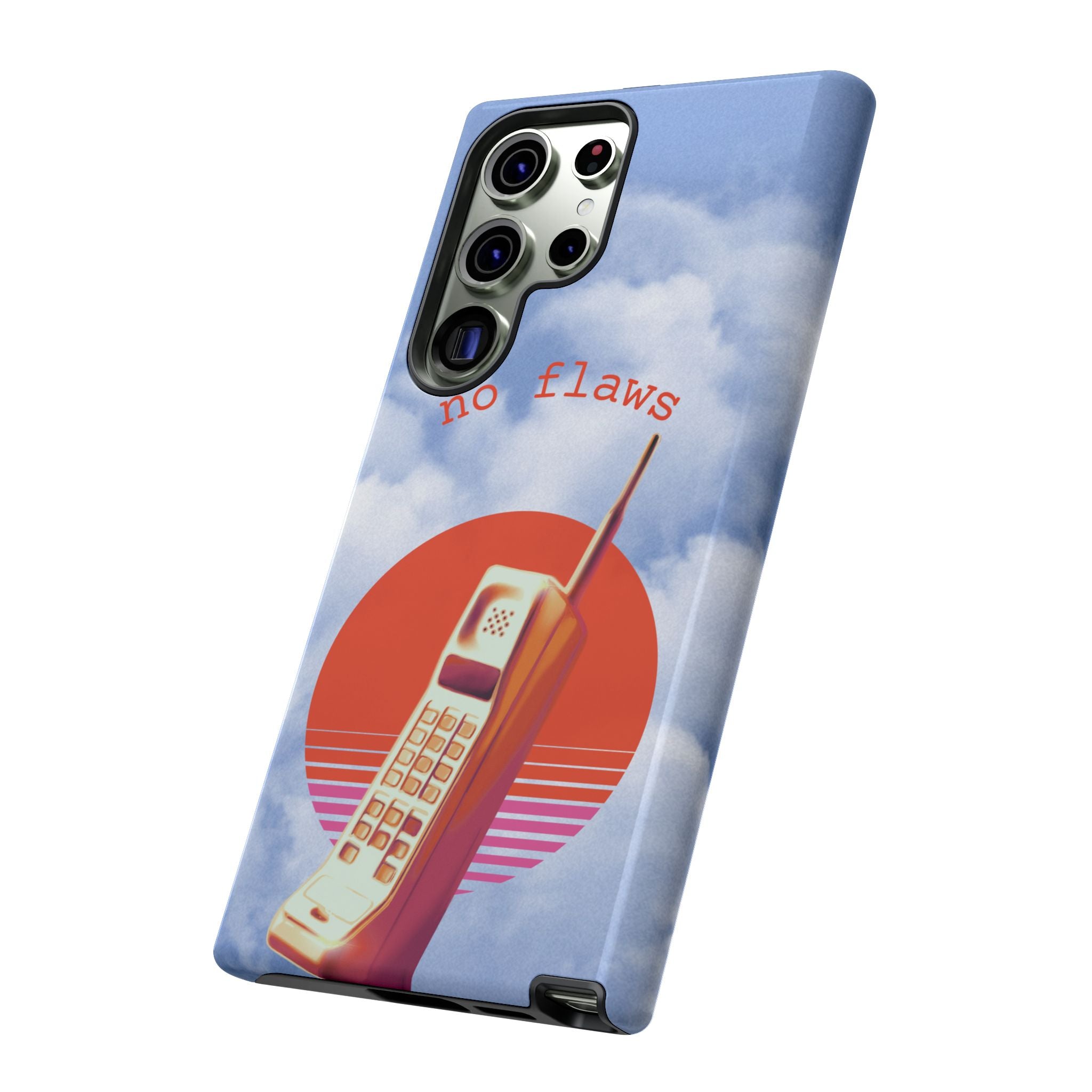 Retro “No Flaws” Phone Tough Case — Vintage 90s Aesthetic Protective Phone Case