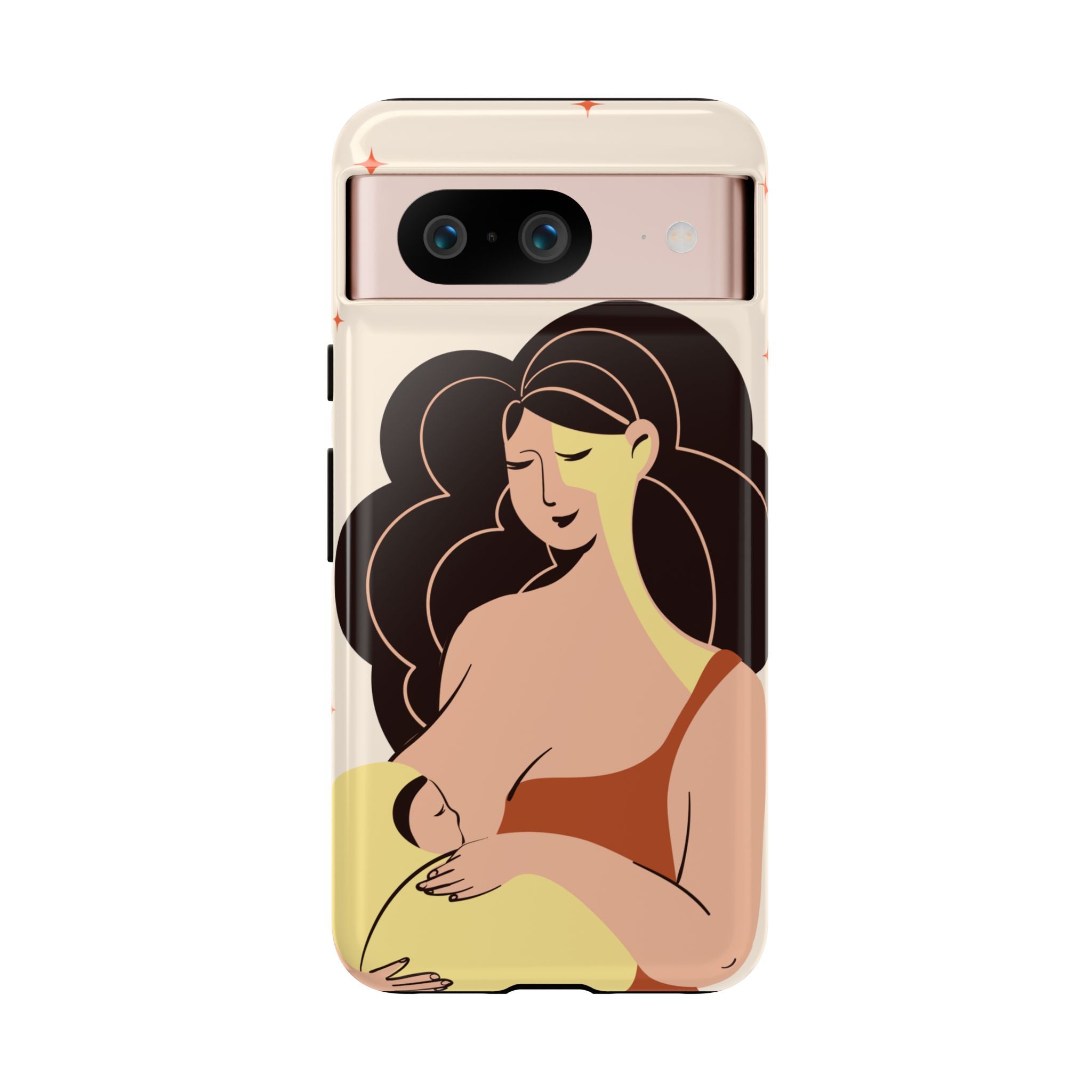 Mother Nursing Baby Illustration, Soft Pastel Mom & Child Protective Cover