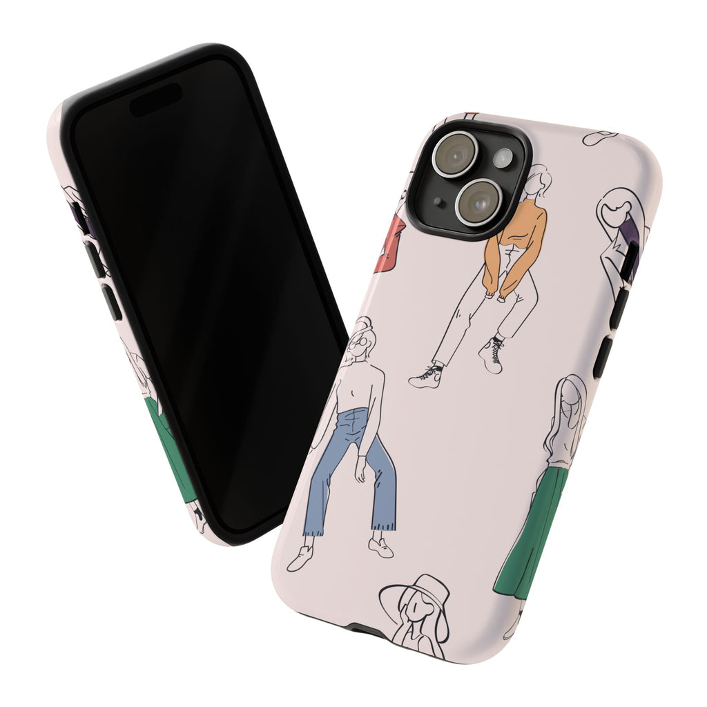 Dancing Women Pattern Phone Case — Chic Pastel Protective Phone Cover
