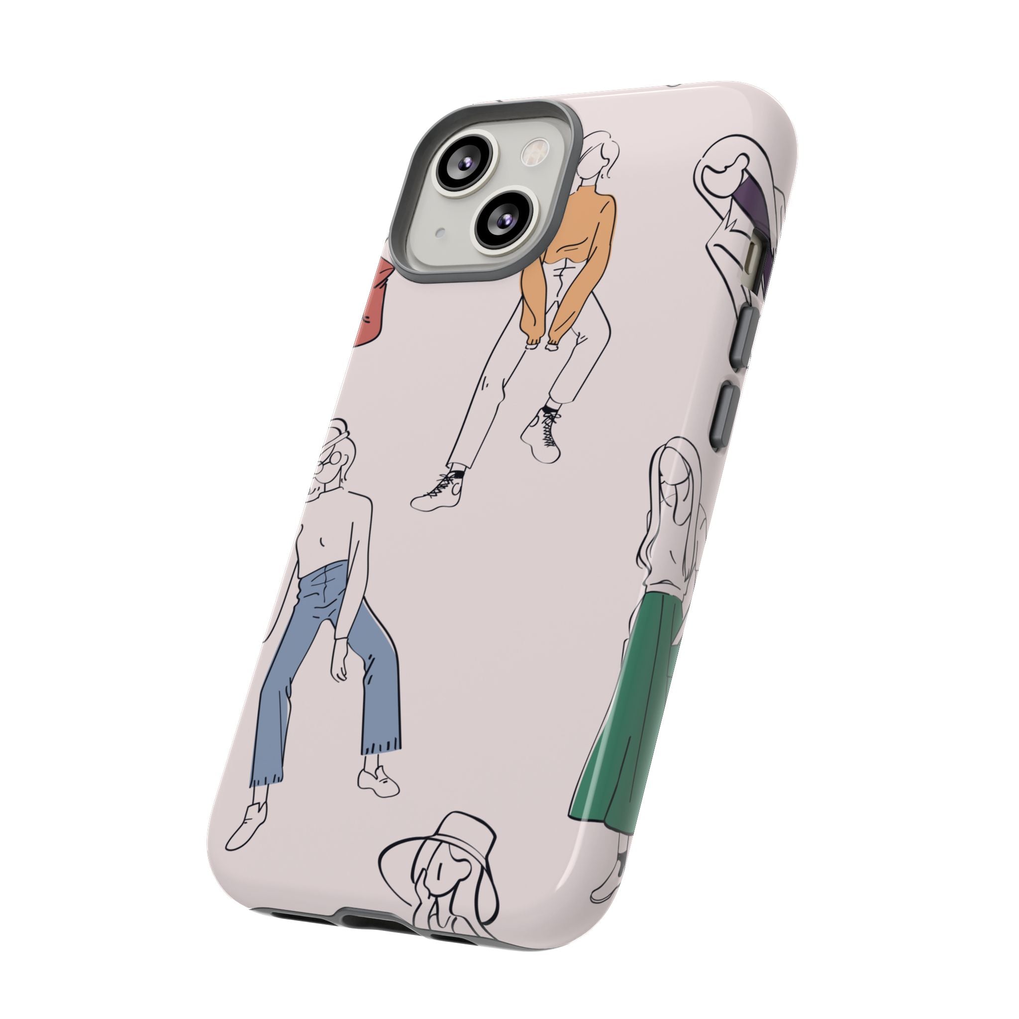 Dancing Women Pattern Phone Case — Chic Pastel Protective Phone Cover