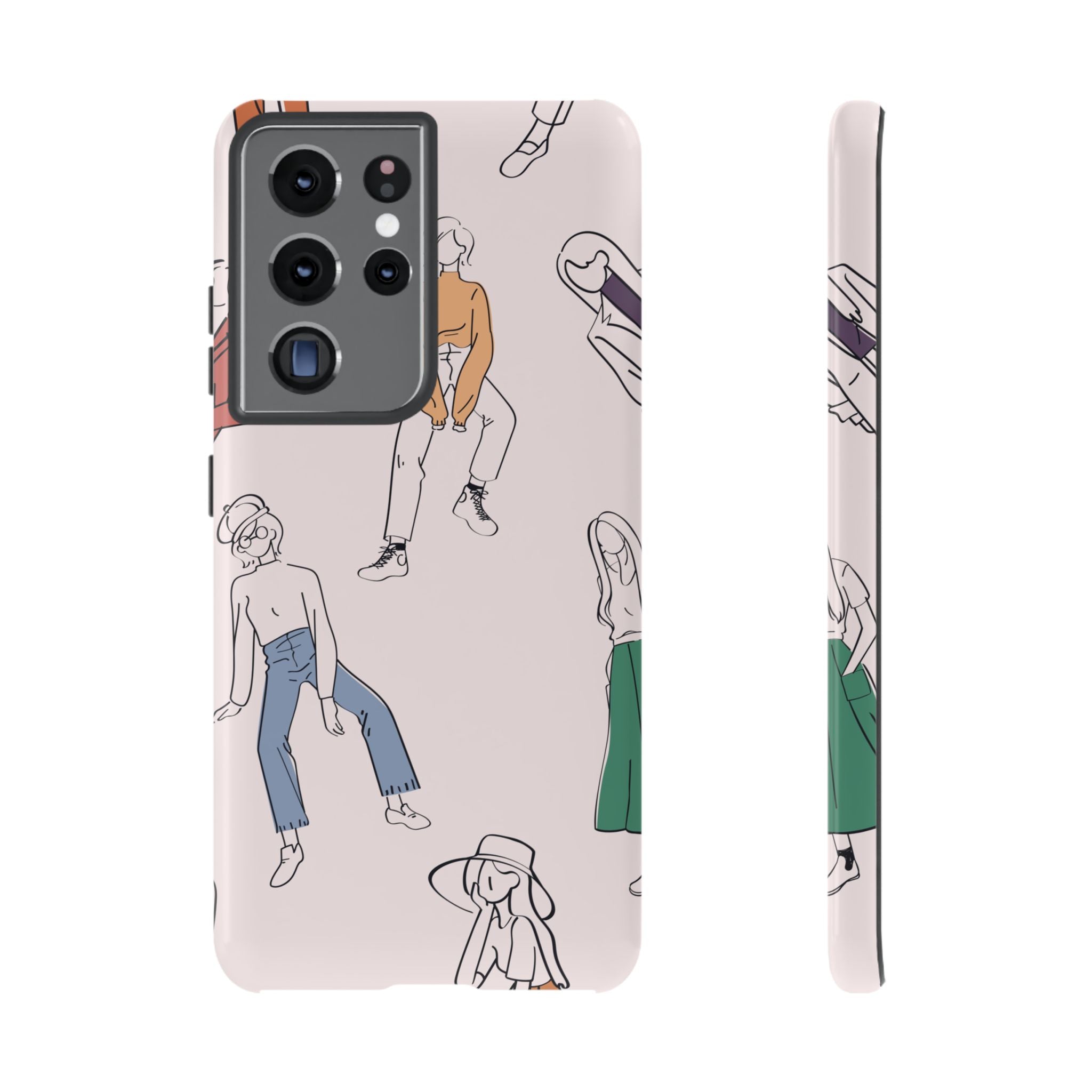 Dancing Women Pattern Phone Case — Chic Pastel Protective Phone Cover