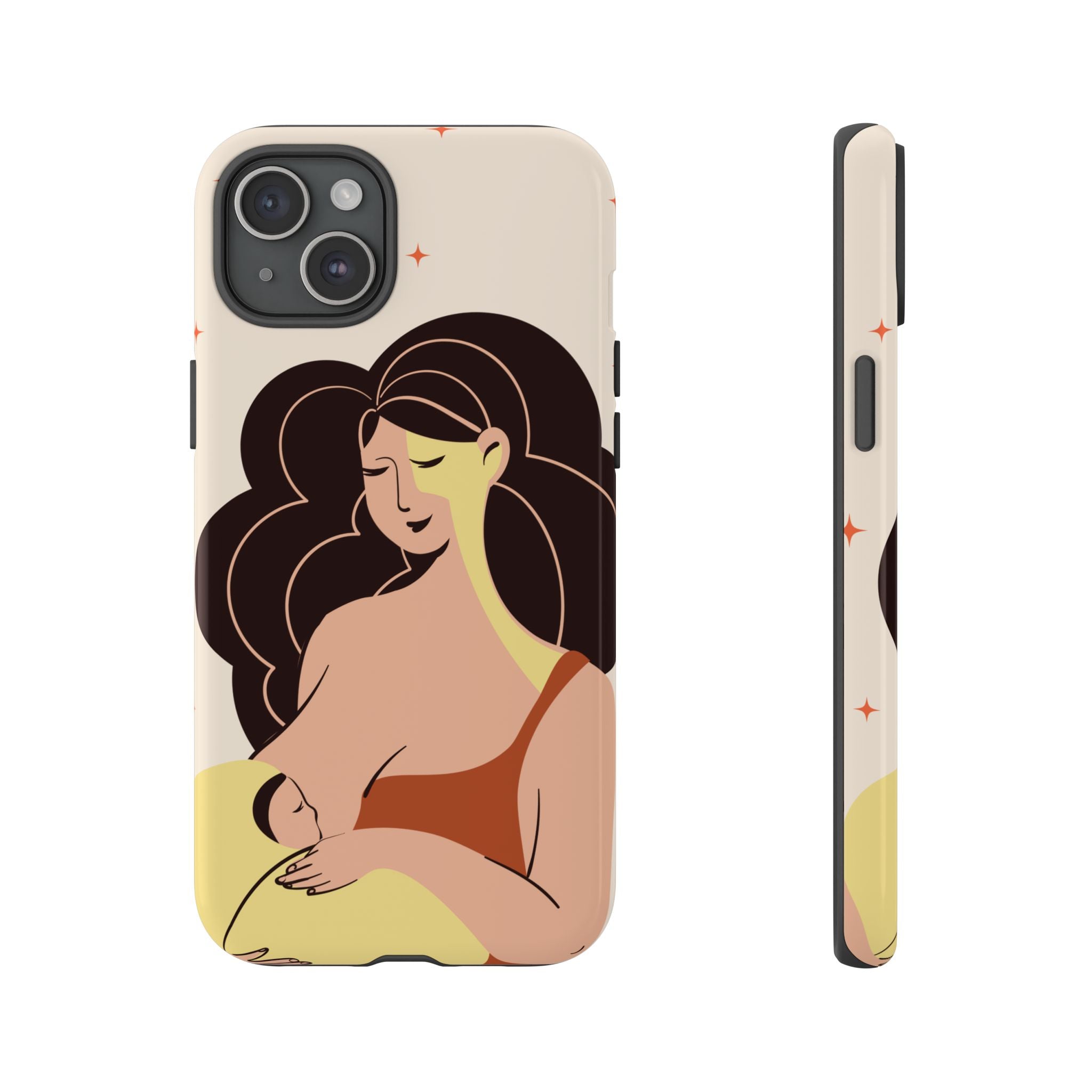 Mother Nursing Baby Illustration, Soft Pastel Mom & Child Protective Cover