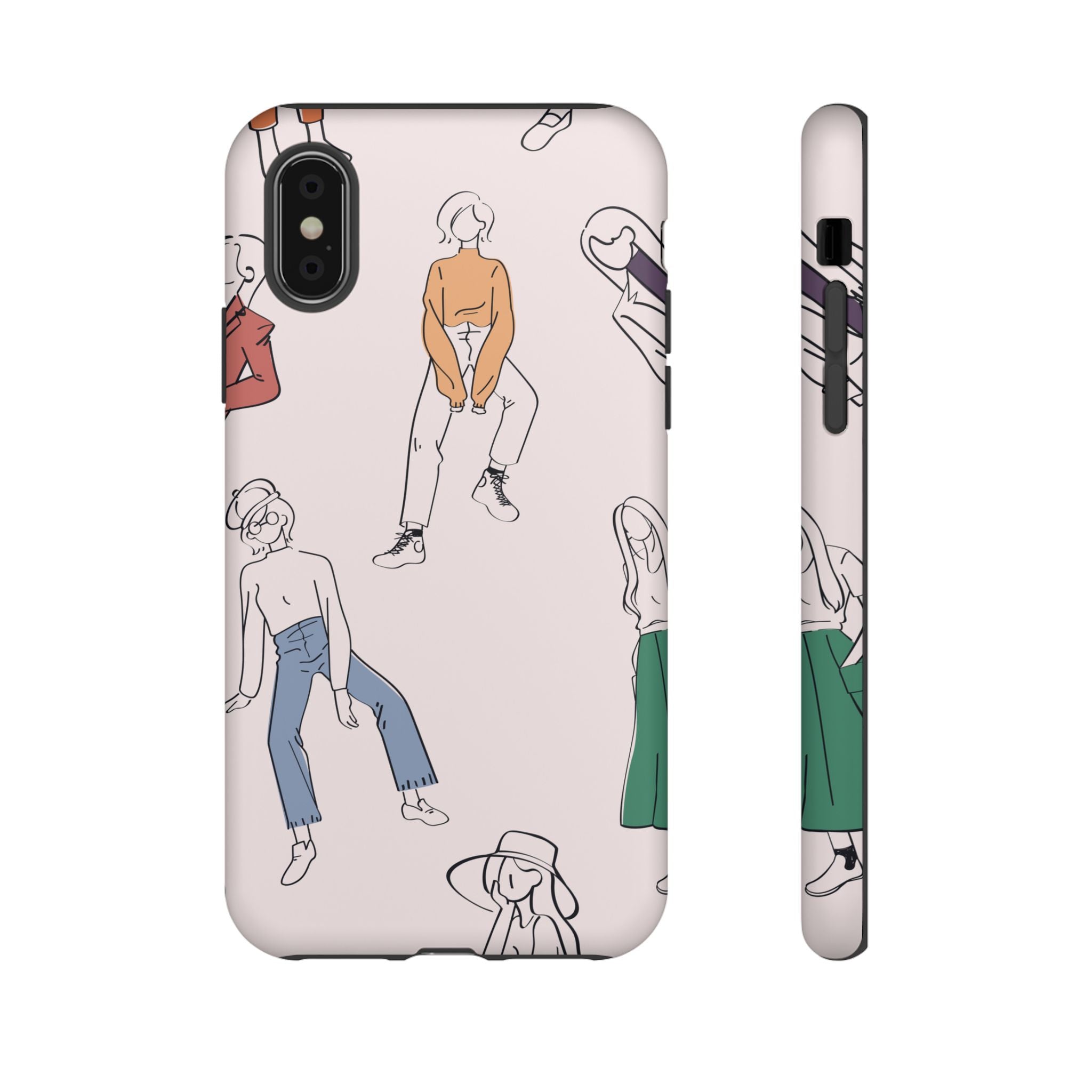Dancing Women Pattern Phone Case — Chic Pastel Protective Phone Cover