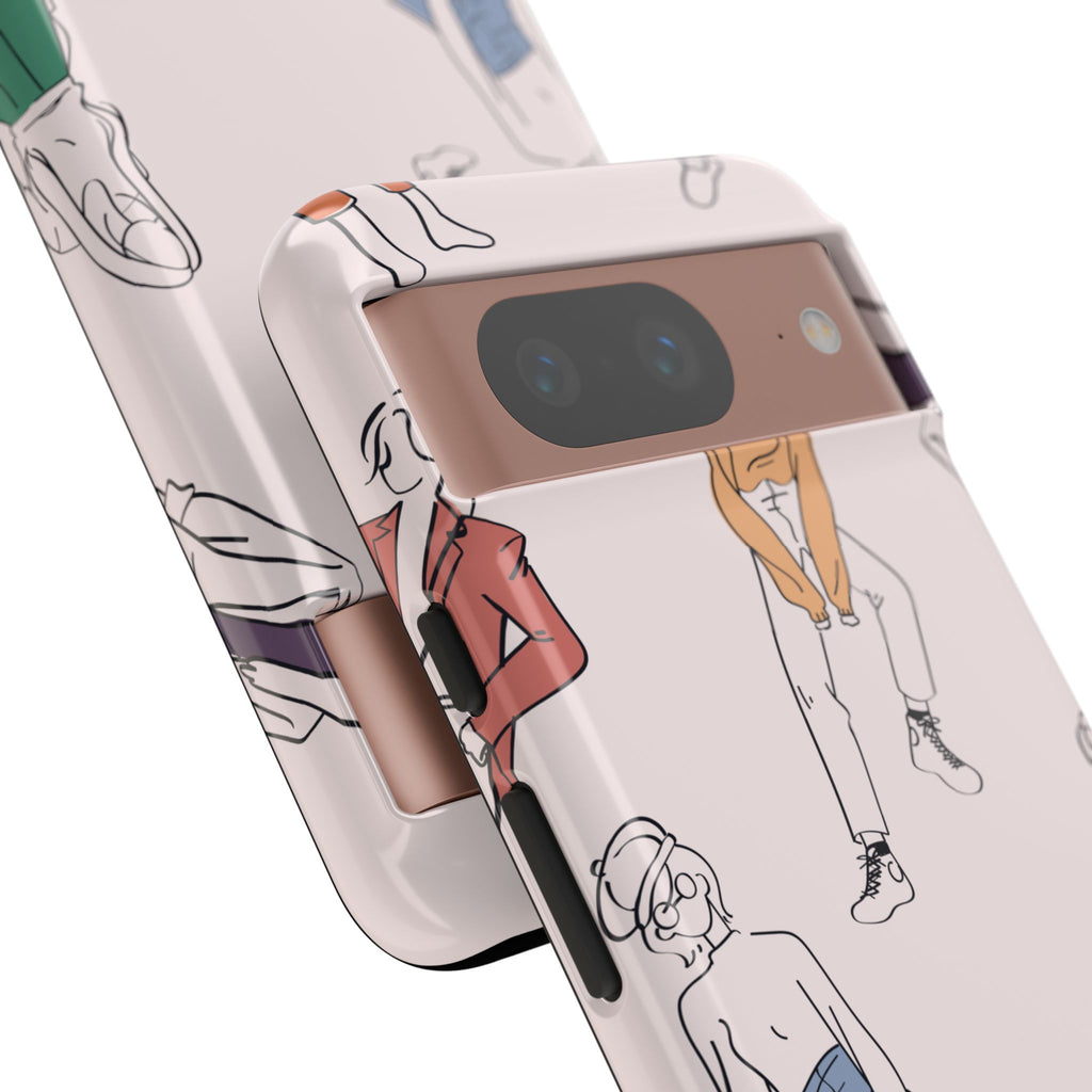 Dancing Women Pattern Phone Case — Chic Pastel Protective Phone Cover