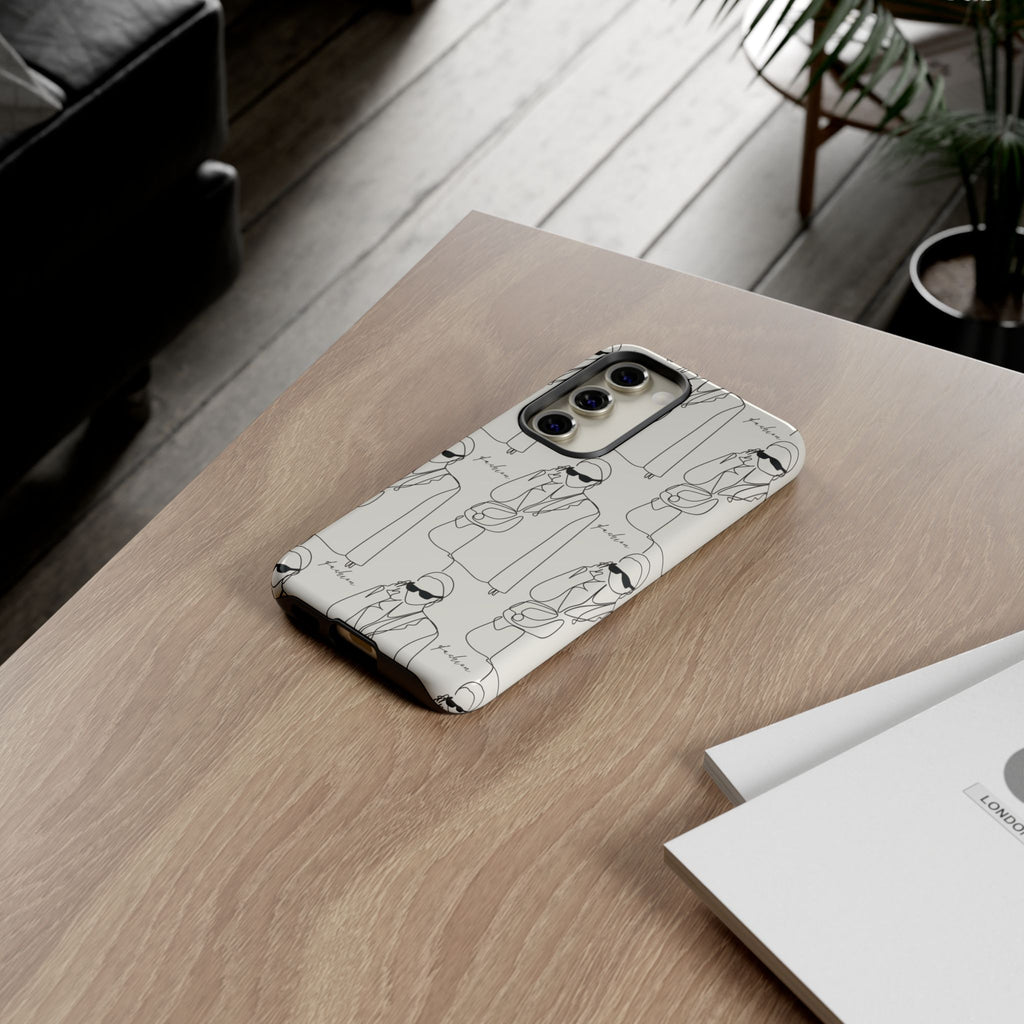 Fashion Sketch Phone Case — Minimalist Chic Designer Pattern