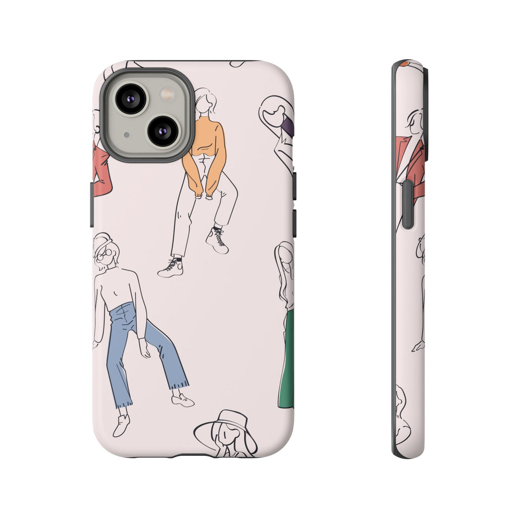 Dancing Women Pattern Phone Case — Chic Pastel Protective Phone Cover