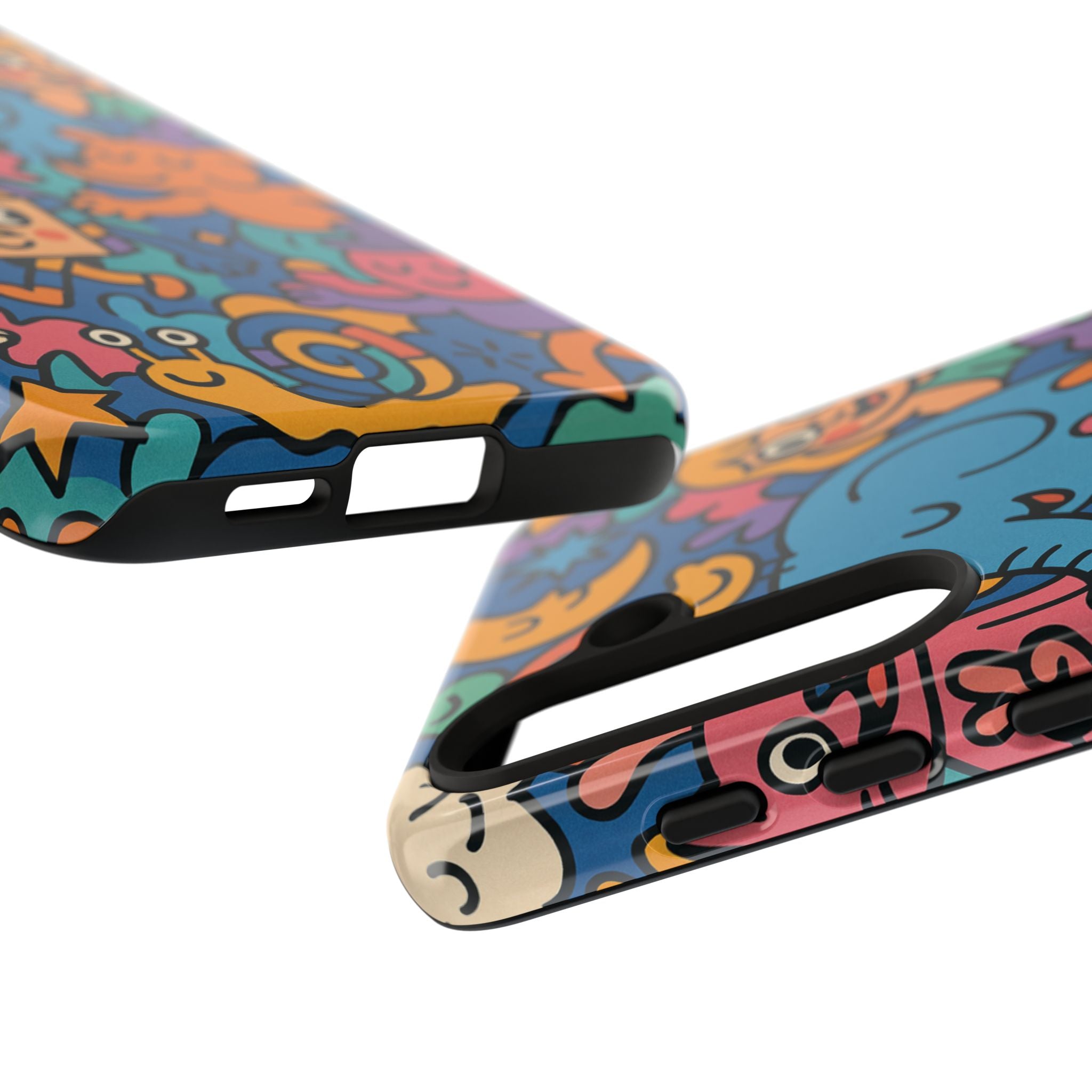 Colorful Doodle Phone Case — Cute Cartoon Animals & Characters