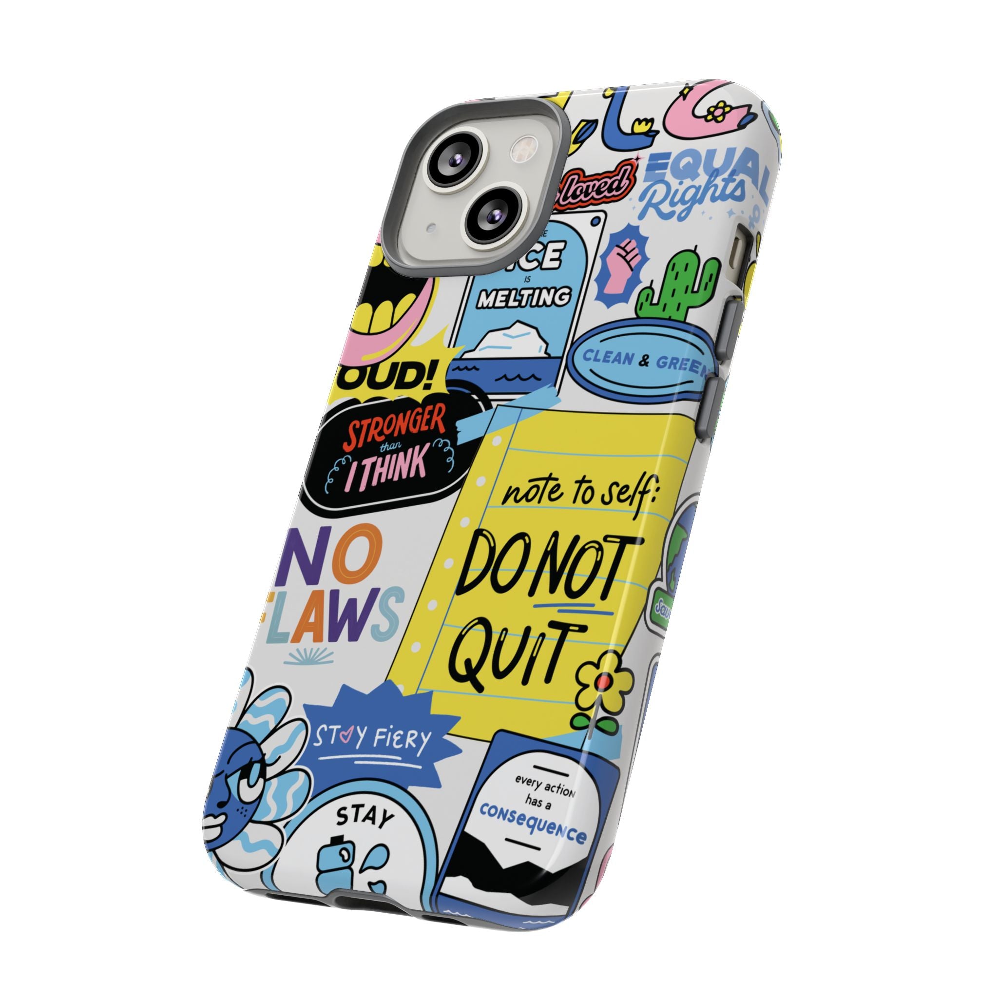 Sticker Collage Phone Case — Motivational "Do Not Quit" Protective Cover