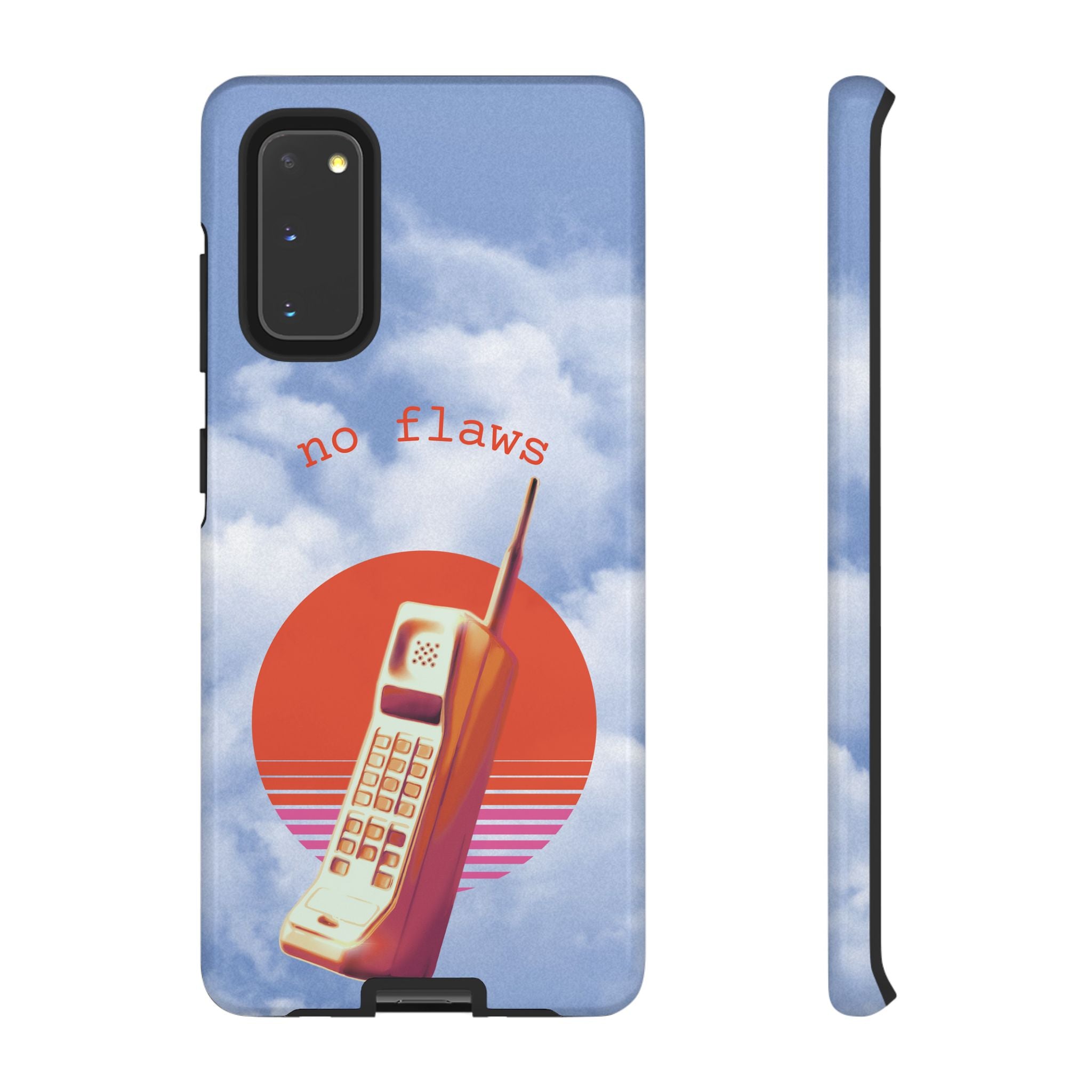Retro “No Flaws” Phone Tough Case — Vintage 90s Aesthetic Protective Phone Case