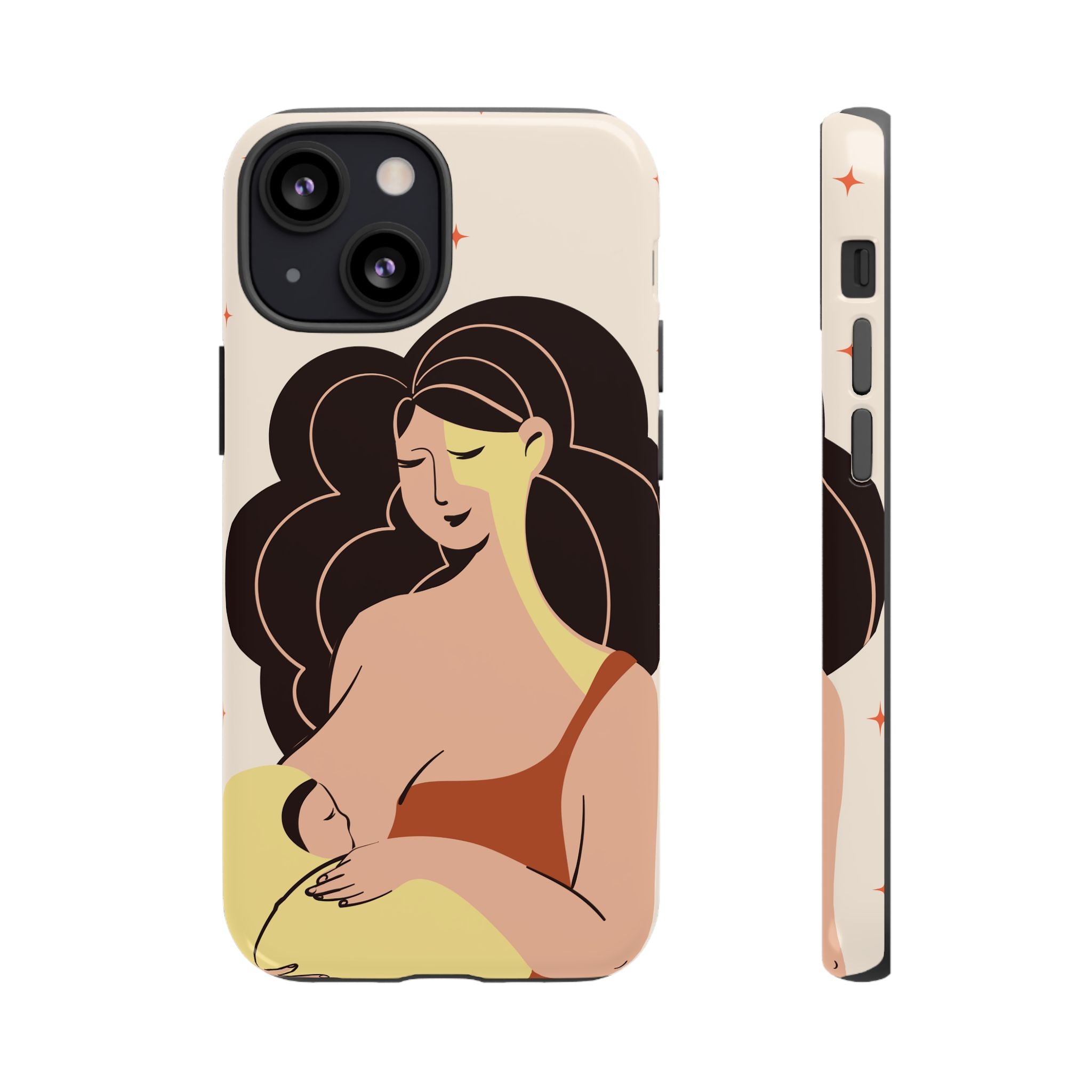 Mother Nursing Baby Illustration, Soft Pastel Mom & Child Protective Cover