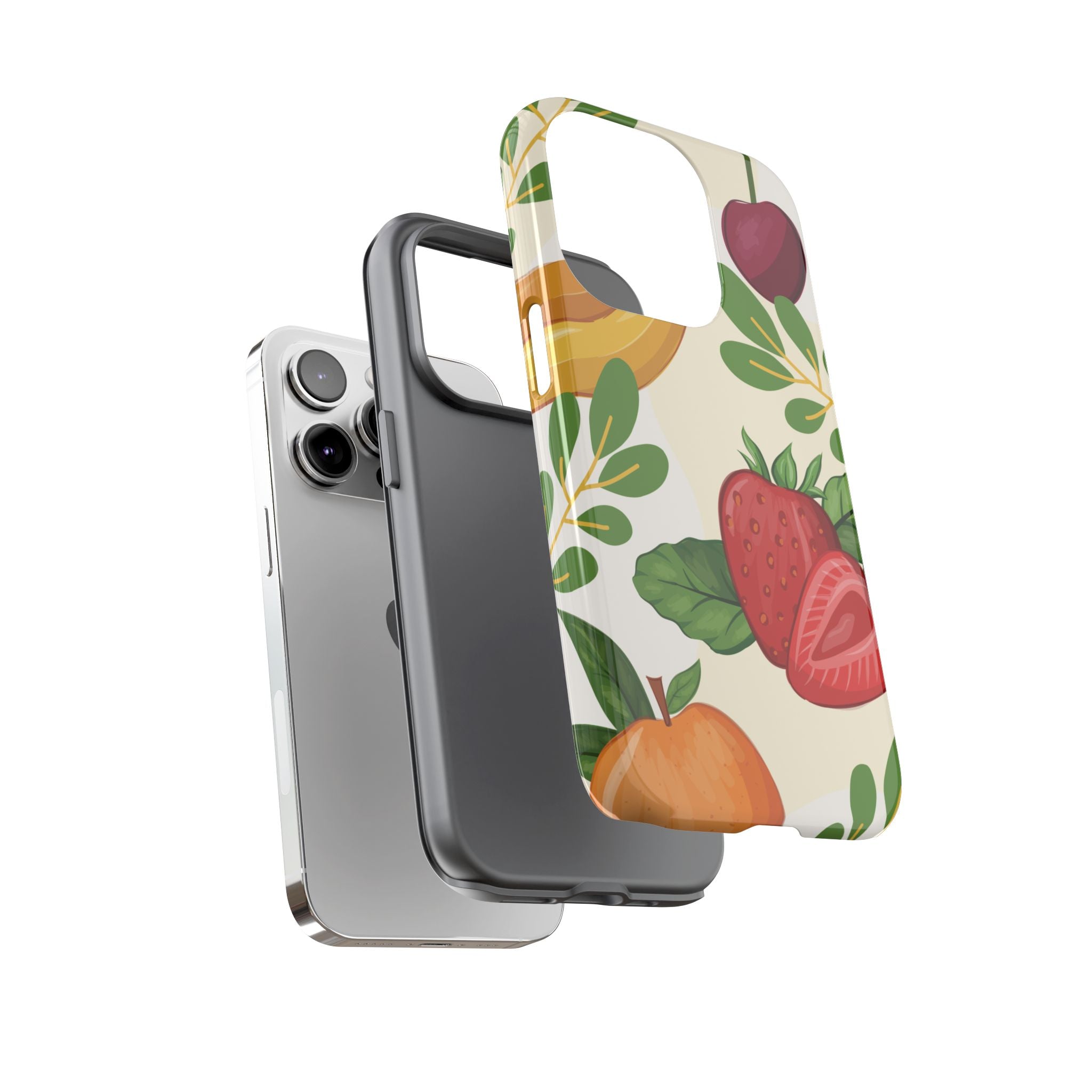 Fruit Pattern Tough Case — Floral Strawberry & Banana Phone Cover