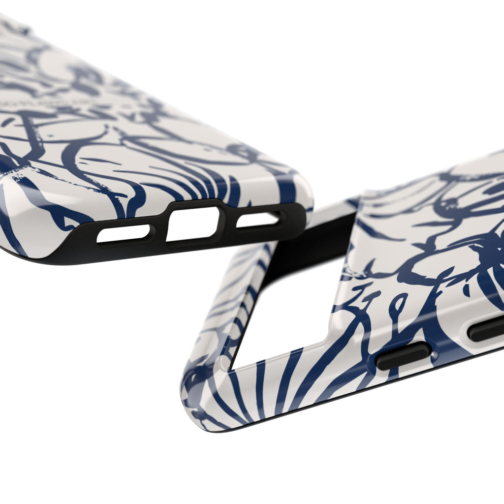 Navy Floral Tough Phone Case — "No Flaws Art" Protective Phone Cover