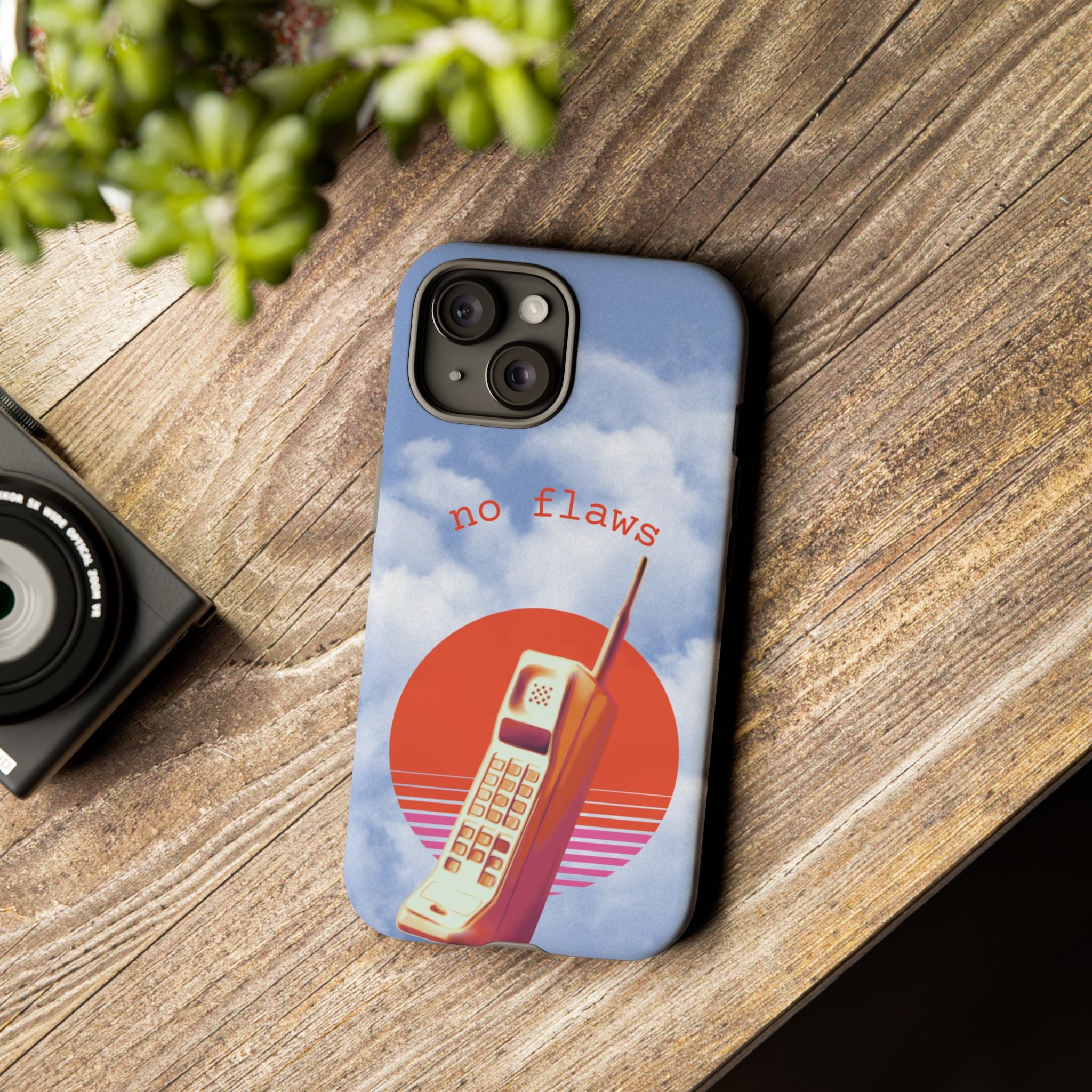 Retro “No Flaws” Phone Tough Case — Vintage 90s Aesthetic Protective Phone Case