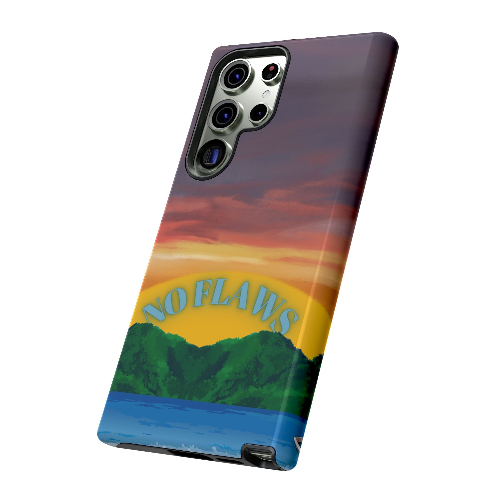 Sunset 'No Flaws' Tough Phone Case — Tropical Beach Protective Cover