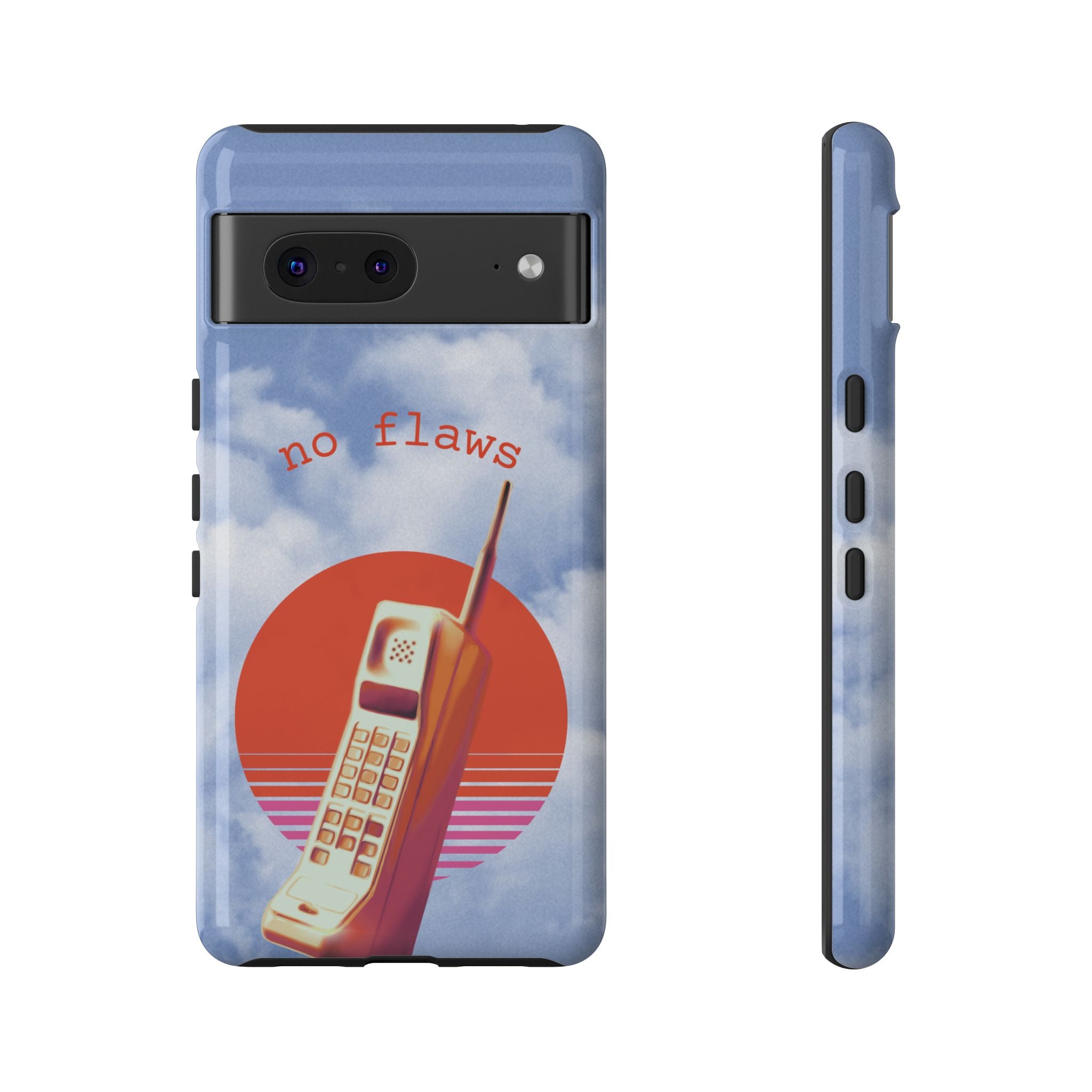 Retro “No Flaws” Phone Tough Case — Vintage 90s Aesthetic Protective Phone Case