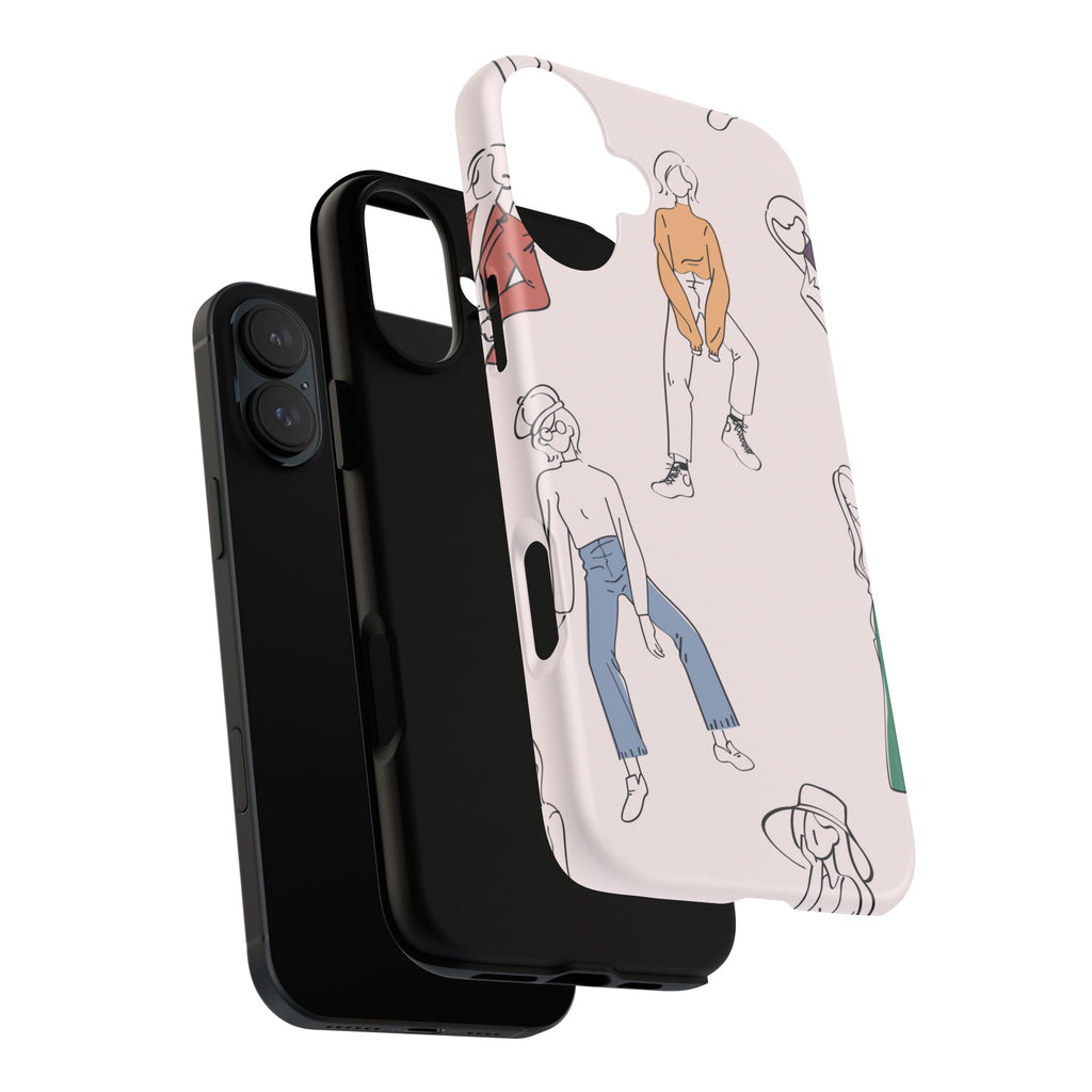 Dancing Women Pattern Phone Case — Chic Pastel Protective Phone Cover