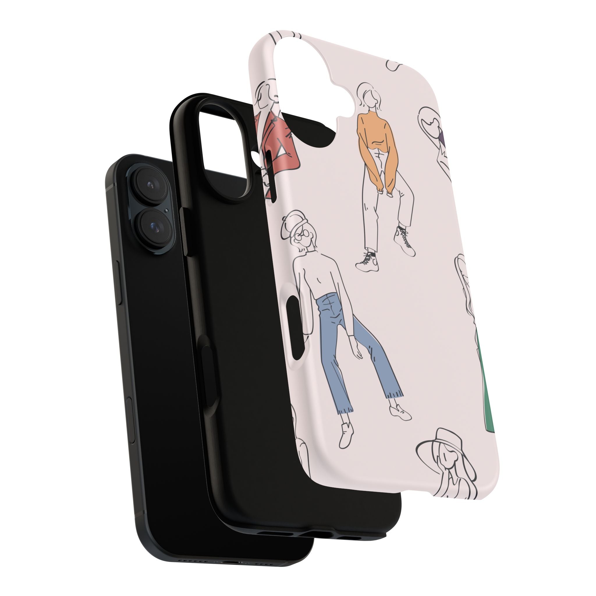 Dancing Women Pattern Phone Case — Chic Pastel Protective Phone Cover