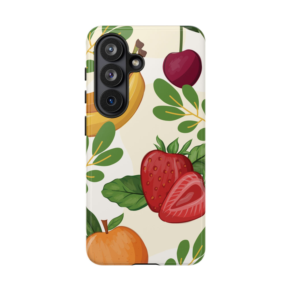 Fruit Pattern Tough Case — Floral Strawberry & Banana Phone Cover