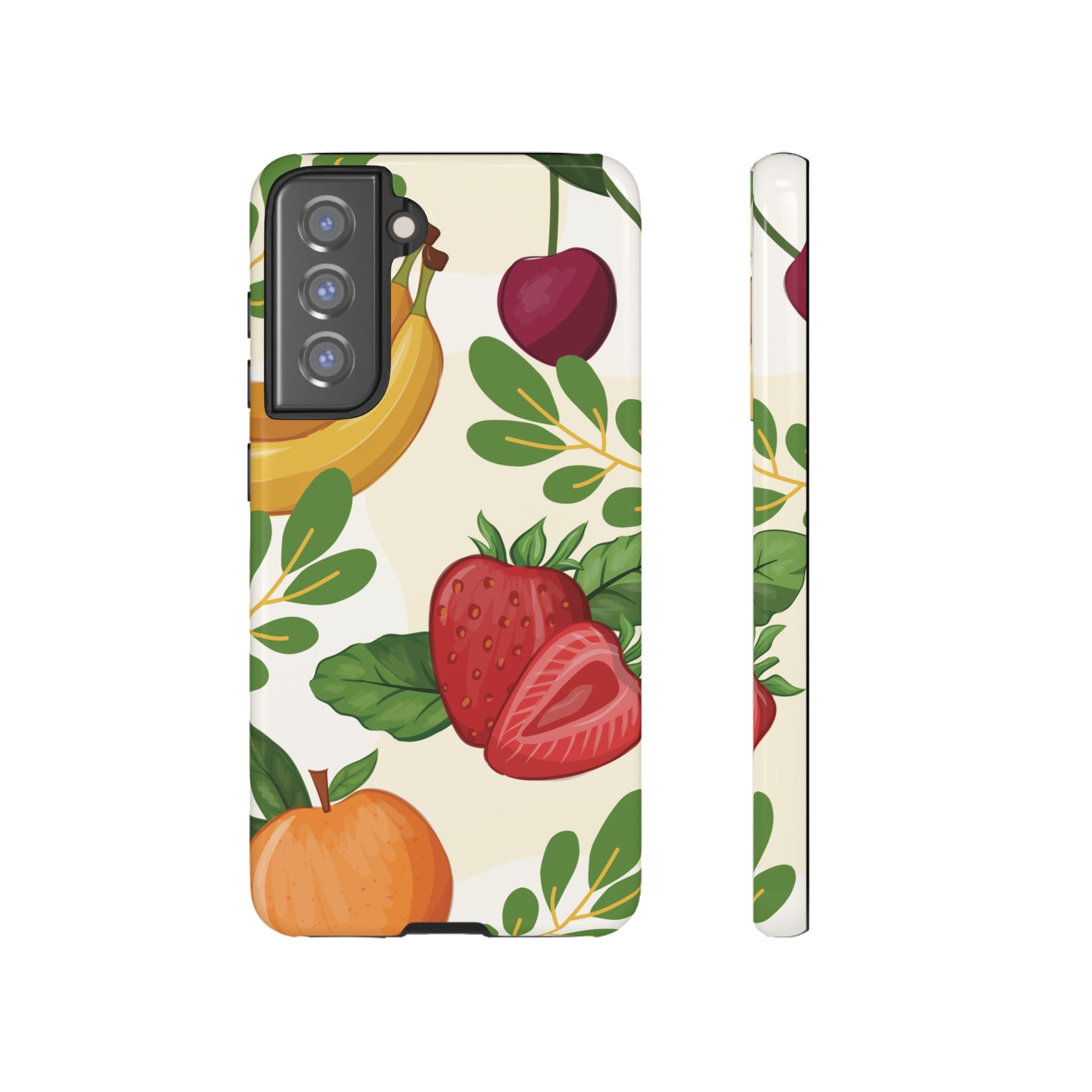 Fruit Pattern Tough Case — Floral Strawberry & Banana Phone Cover