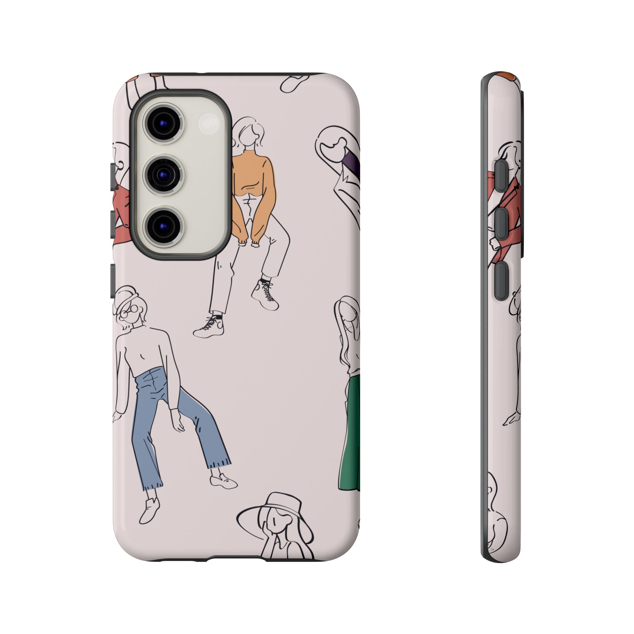 Dancing Women Pattern Phone Case — Chic Pastel Protective Phone Cover