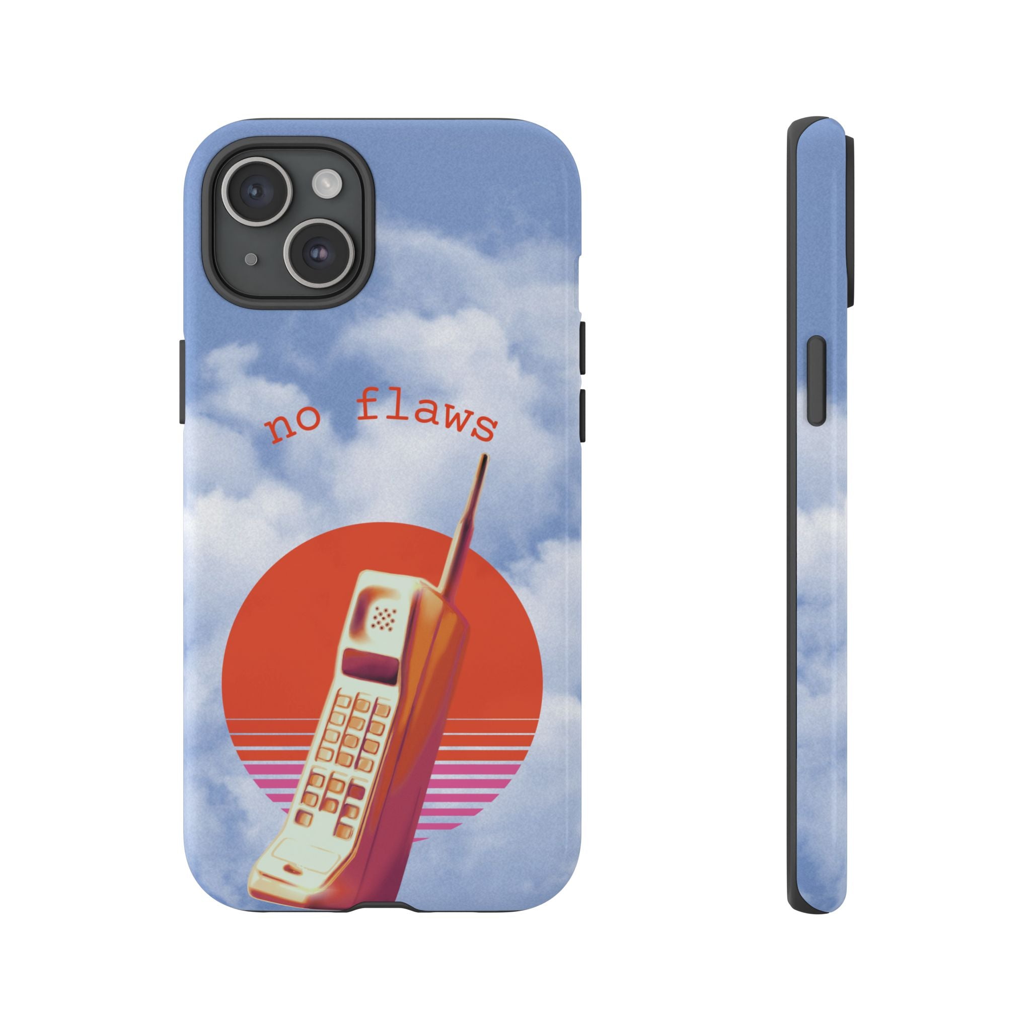 Retro “No Flaws” Phone Tough Case — Vintage 90s Aesthetic Protective Phone Case