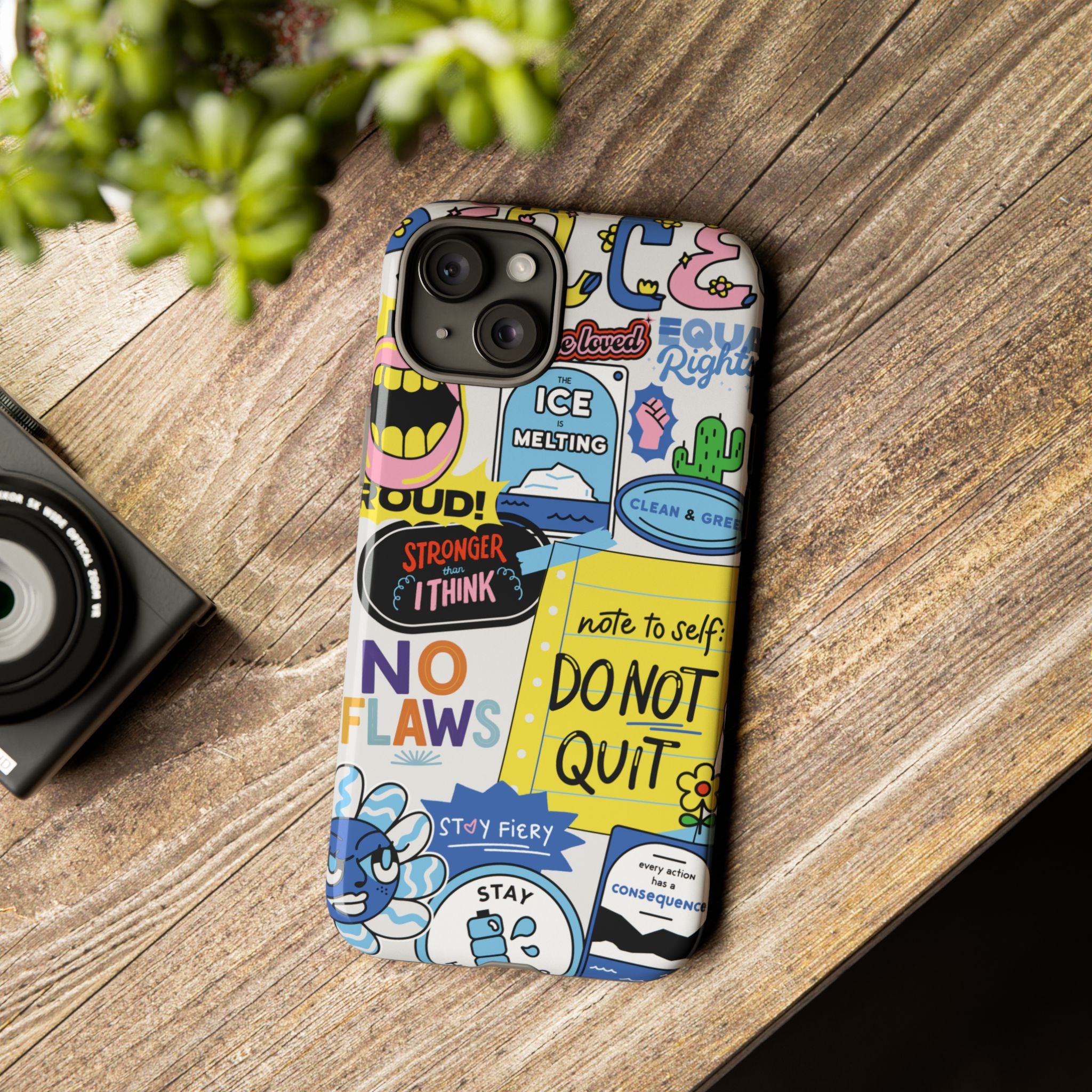 Sticker Collage Phone Case — Motivational "Do Not Quit" Protective Cover