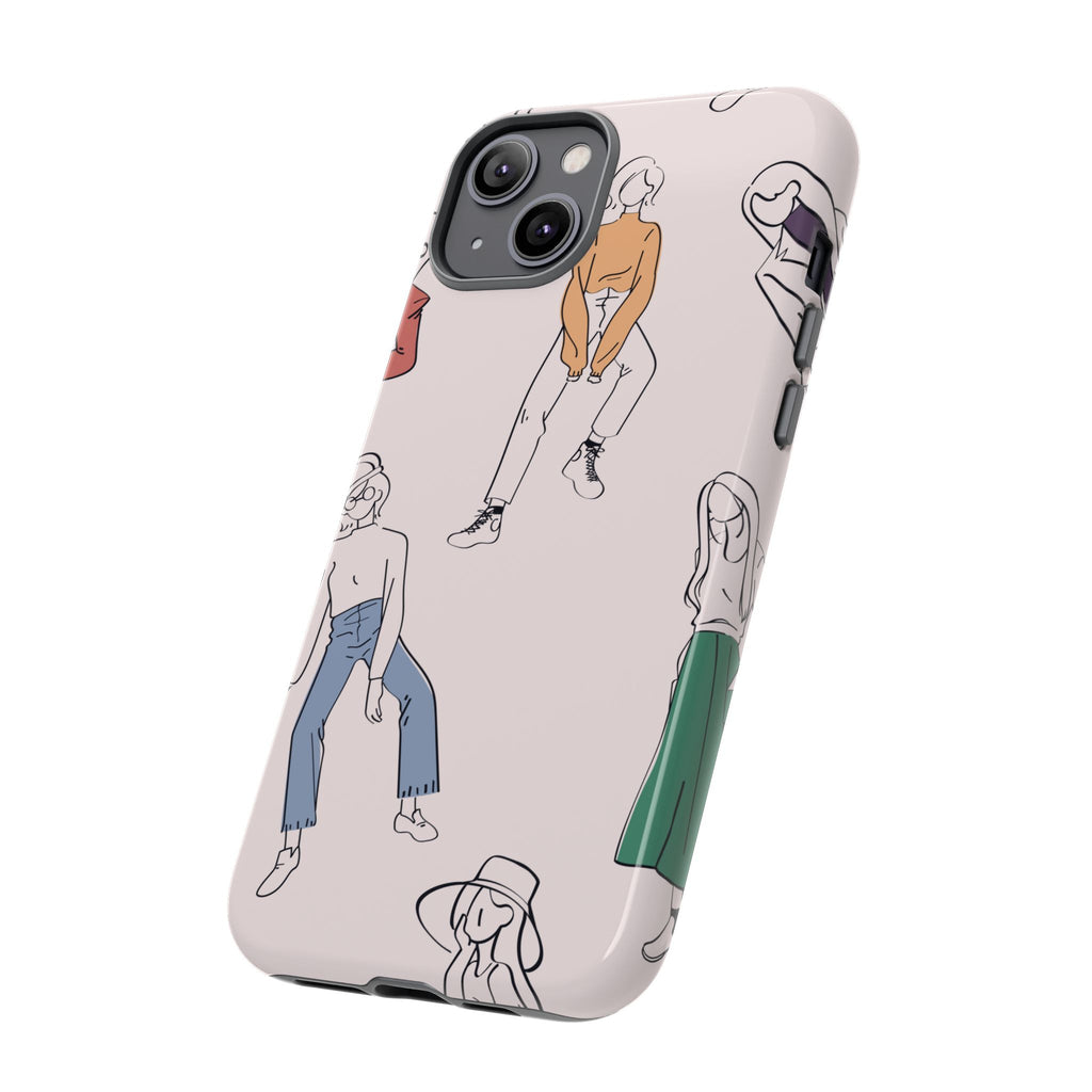 Dancing Women Pattern Phone Case — Chic Pastel Protective Phone Cover