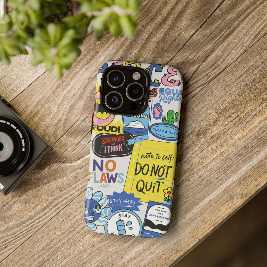 Sticker Collage Phone Case — Motivational "Do Not Quit" Protective Cover