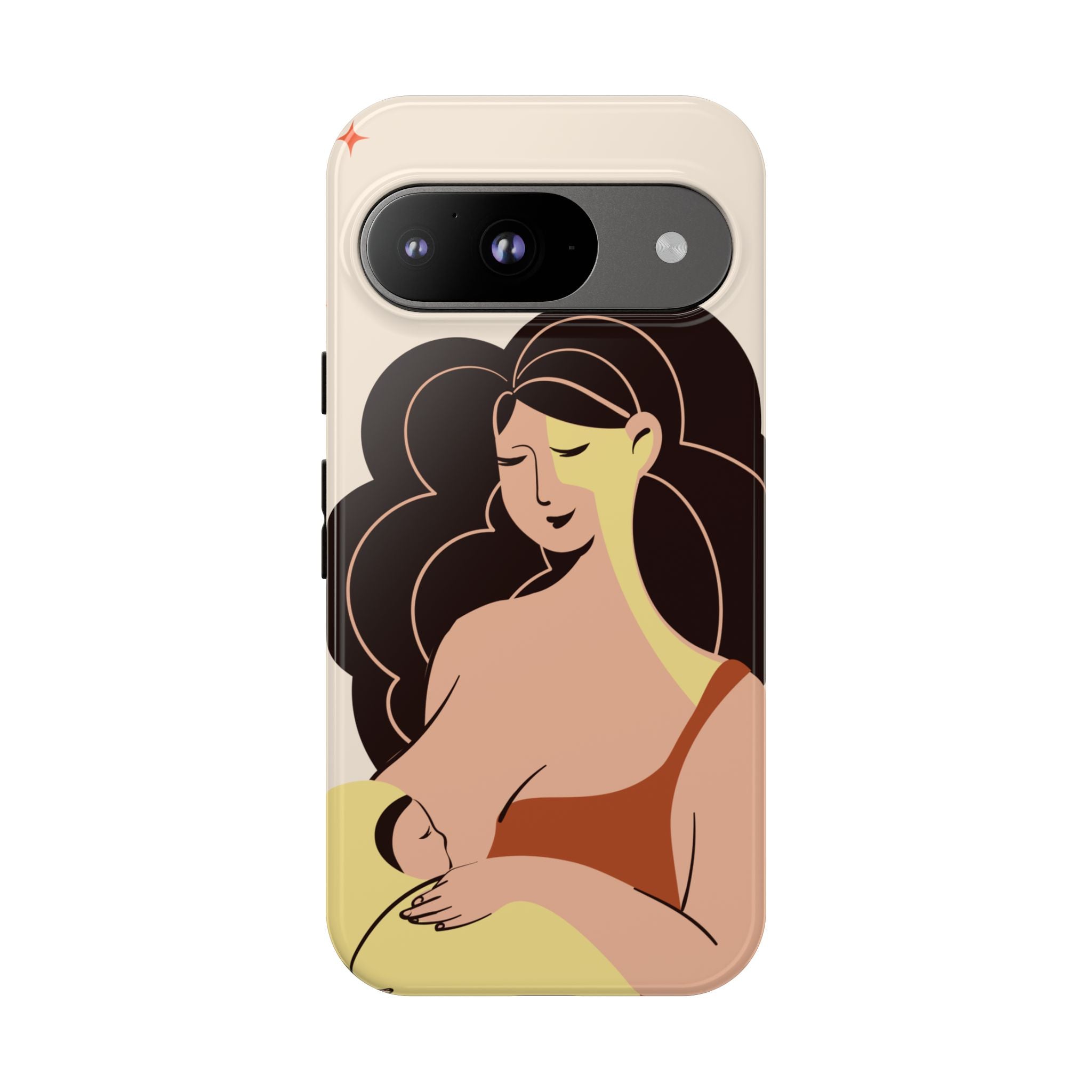 Mother Nursing Baby Illustration, Soft Pastel Mom & Child Protective Cover